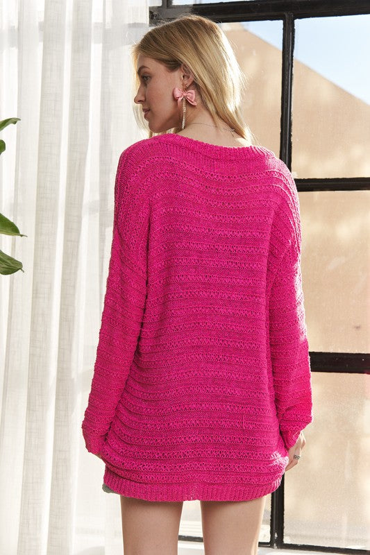 ADORA V-Neck Drop Shoulder Long Sleeve Sweater-TOPS / DRESSES-[Adult]-[Female]-2022 Online Blue Zone Planet