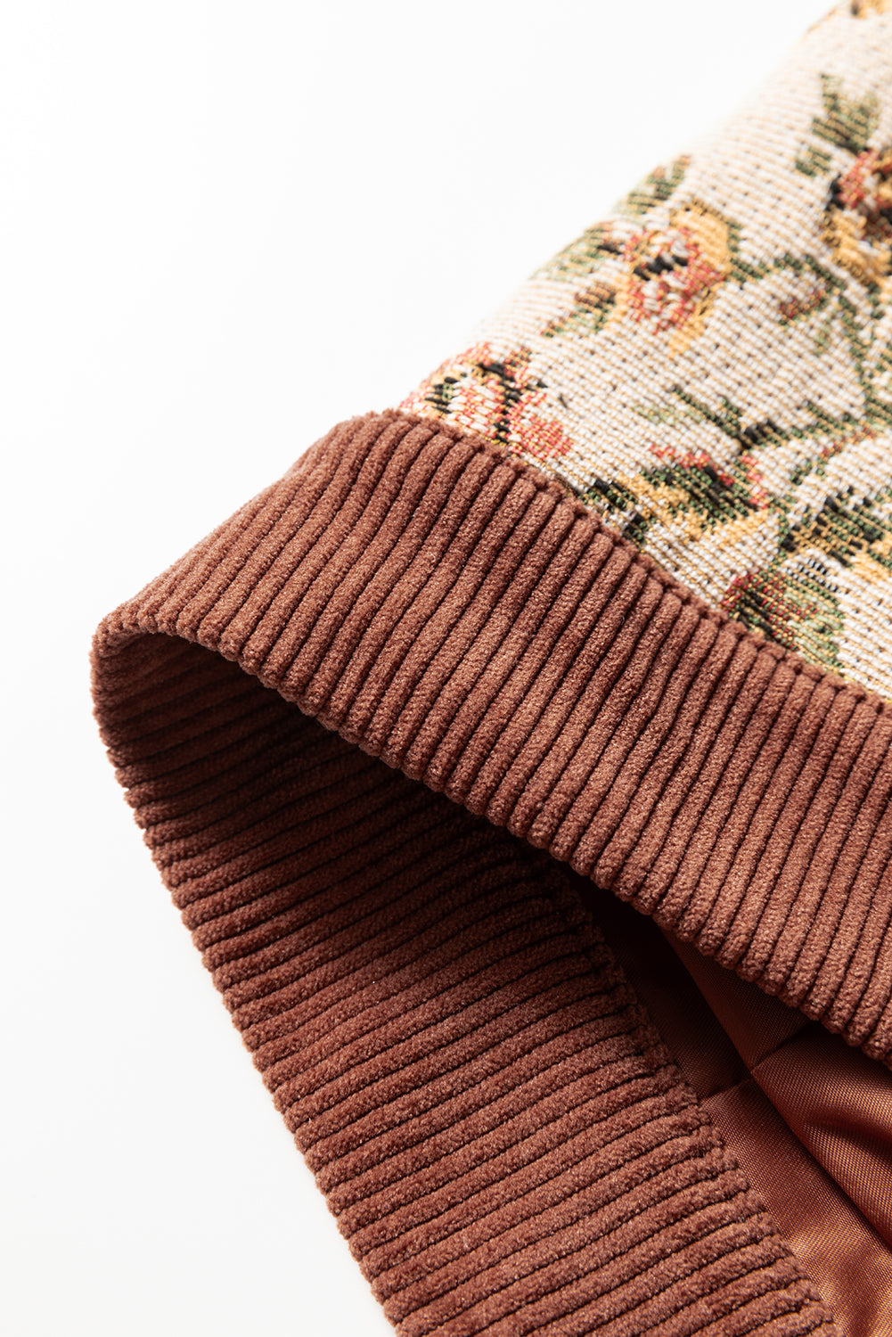 Clay Ribbed Retro Floral Patchwork Shirt Style Jacket-Outerwear/Jackets-[Adult]-[Female]-2022 Online Blue Zone Planet