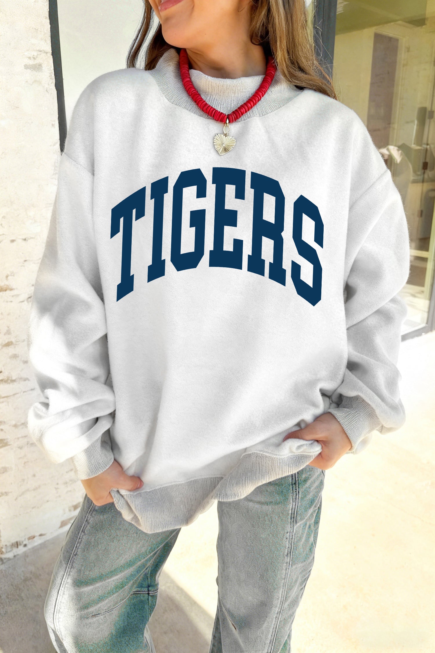 Light Grey WARDAMN/ TIGERS Double Side Printed High Neck Reversible Baggy Sweatshirt-Graphic/Graphic Sweatshirts-[Adult]-[Female]-2022 Online Blue Zone Planet