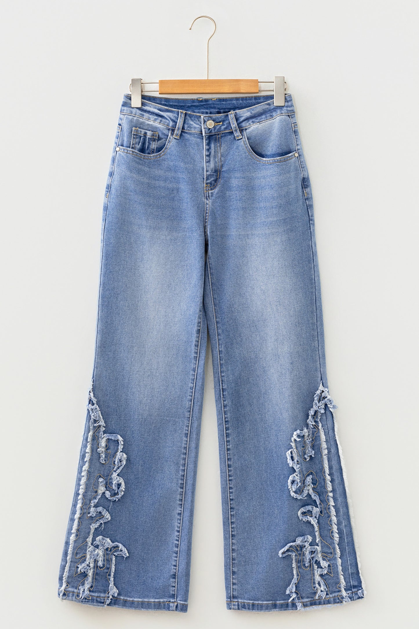 Ashleigh Blue Embroidered Western Print Flare Leg Full Length Jeans-Bottoms/Jeans-[Adult]-[Female]-2022 Online Blue Zone Planet