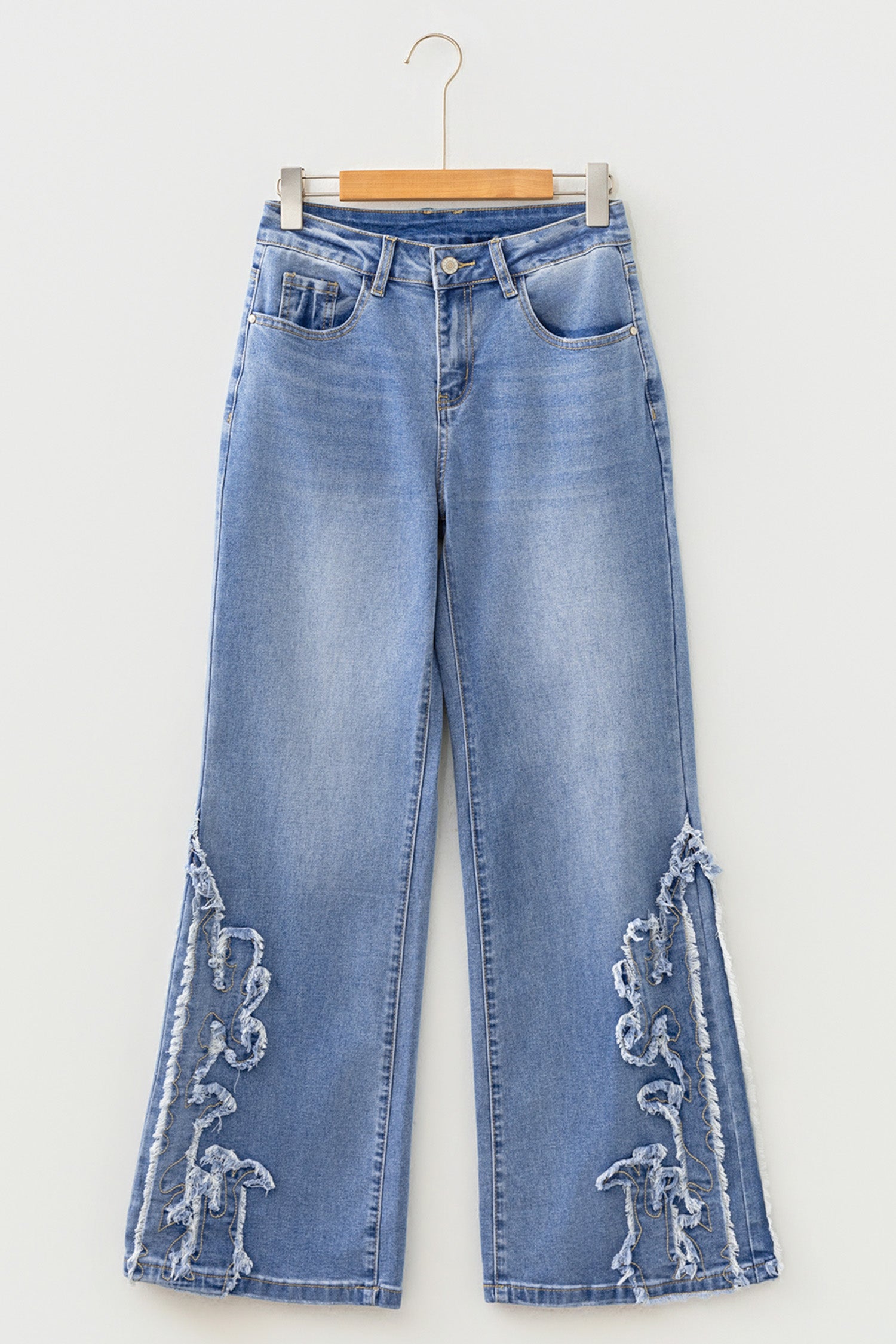 Ashleigh Blue Embroidered Western Print Flare Leg Full Length Jeans-Bottoms/Jeans-[Adult]-[Female]-2022 Online Blue Zone Planet