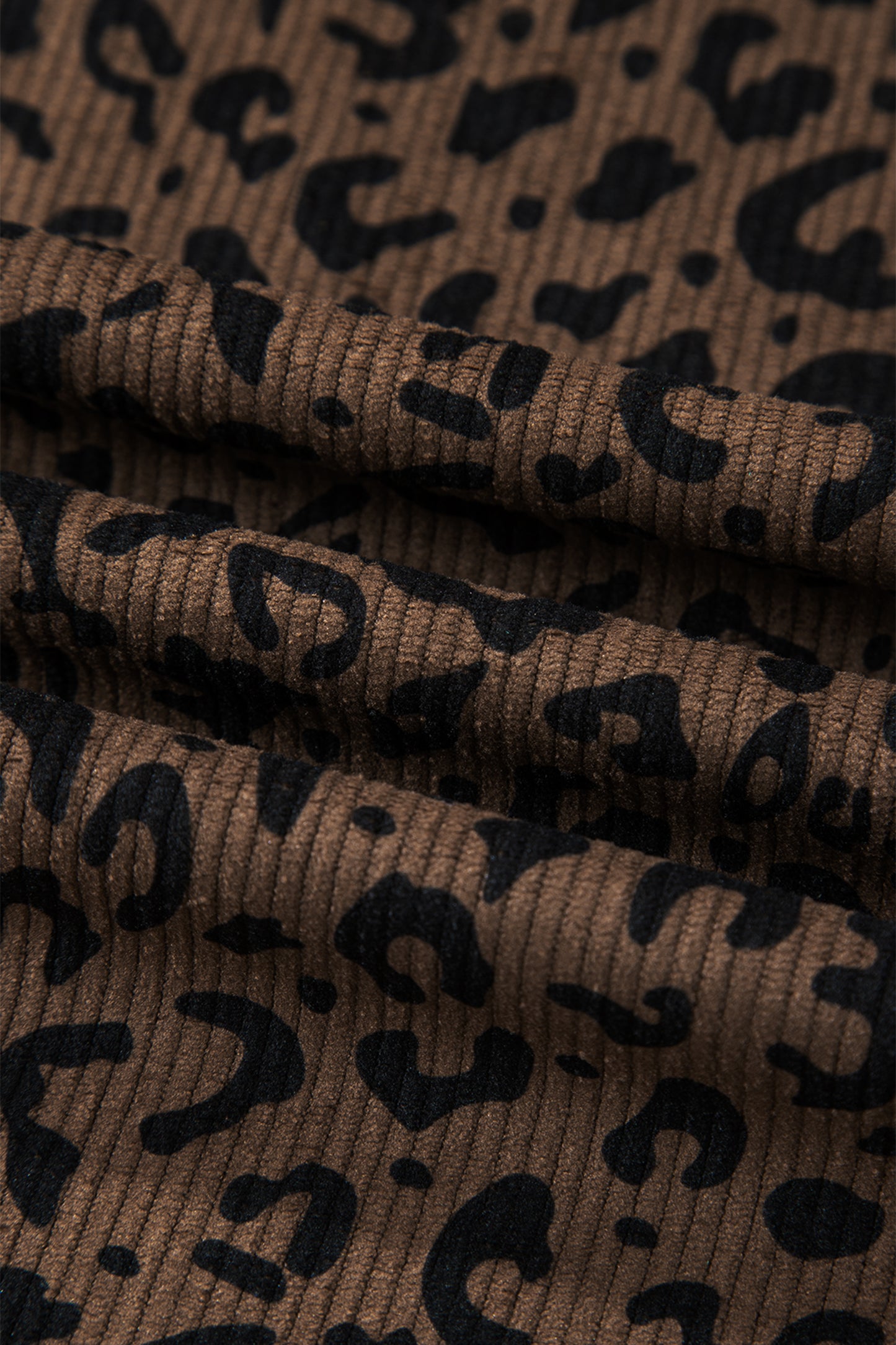 Dark Brown Leopard Print Elastic High Waist Loose Corduroy Pants-Bottoms/Pants & Culotte-[Adult]-[Female]-2022 Online Blue Zone Planet