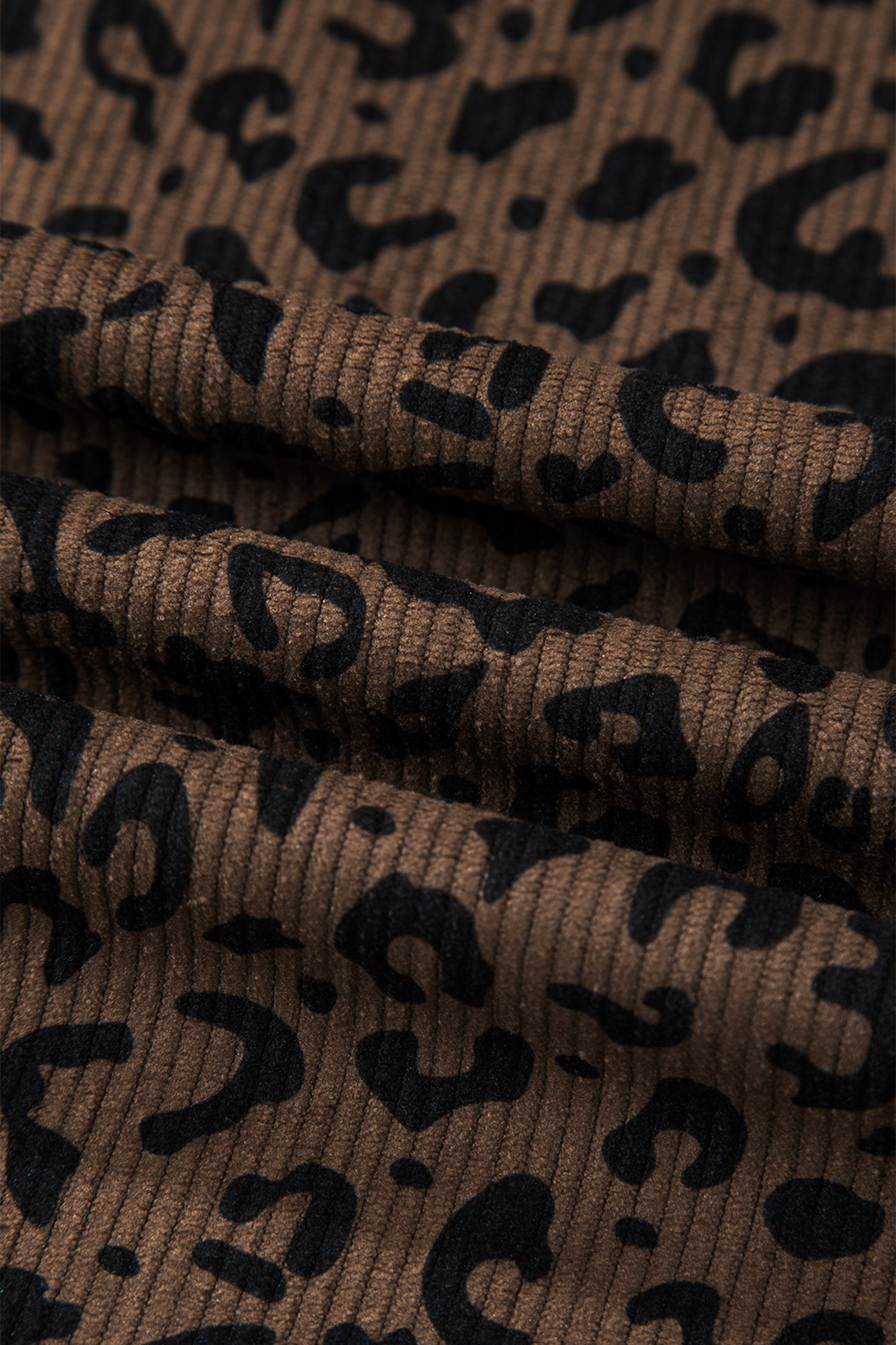 Dark Brown Leopard Print Elastic High Waist Loose Corduroy Pants-Bottoms/Pants & Culotte-[Adult]-[Female]-2022 Online Blue Zone Planet