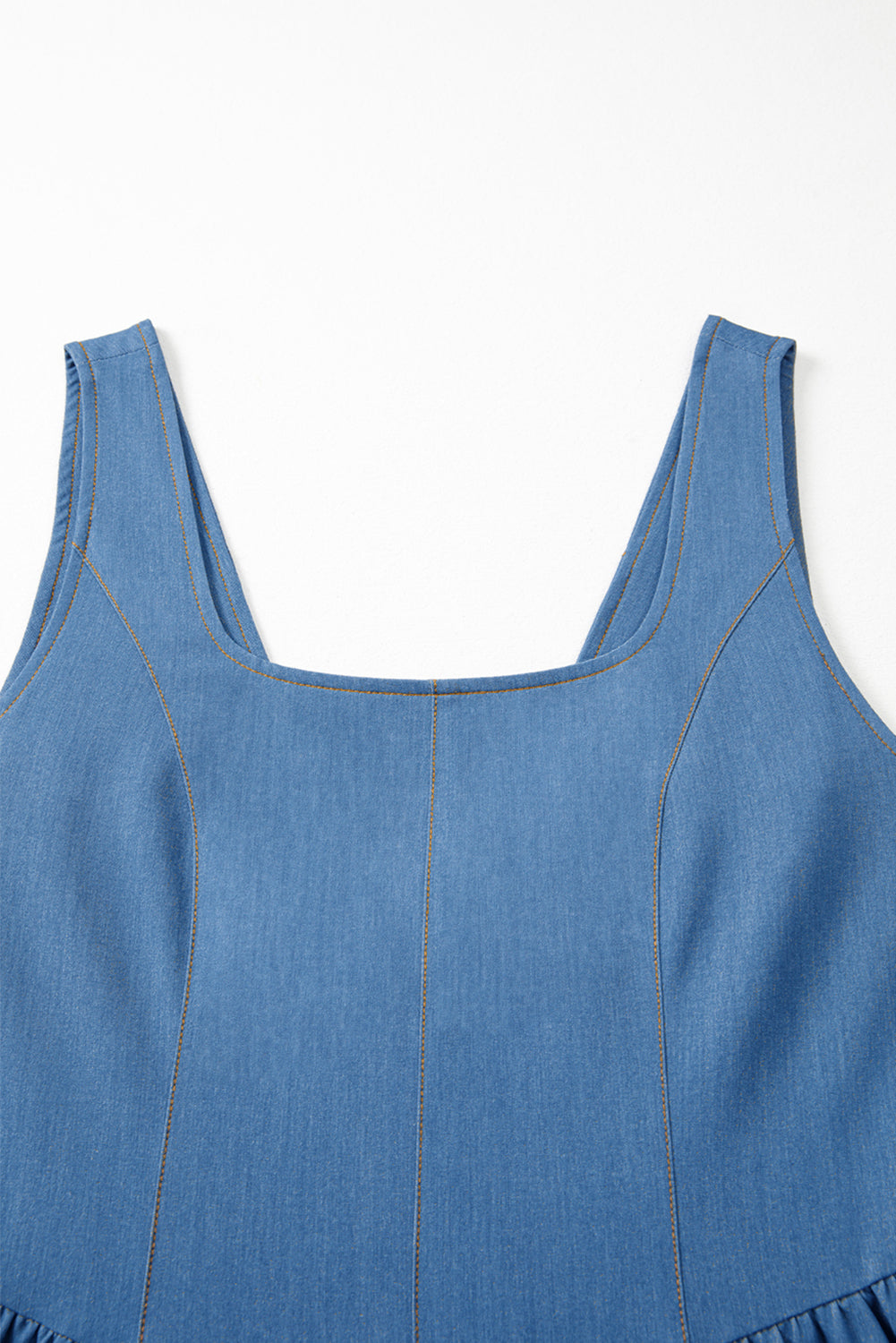 Myosotis Square Neck Pleated Waist V Cut Backless Tied Fit And Flare Dress-TOPS / DRESSES-[Adult]-[Female]-2022 Online Blue Zone Planet