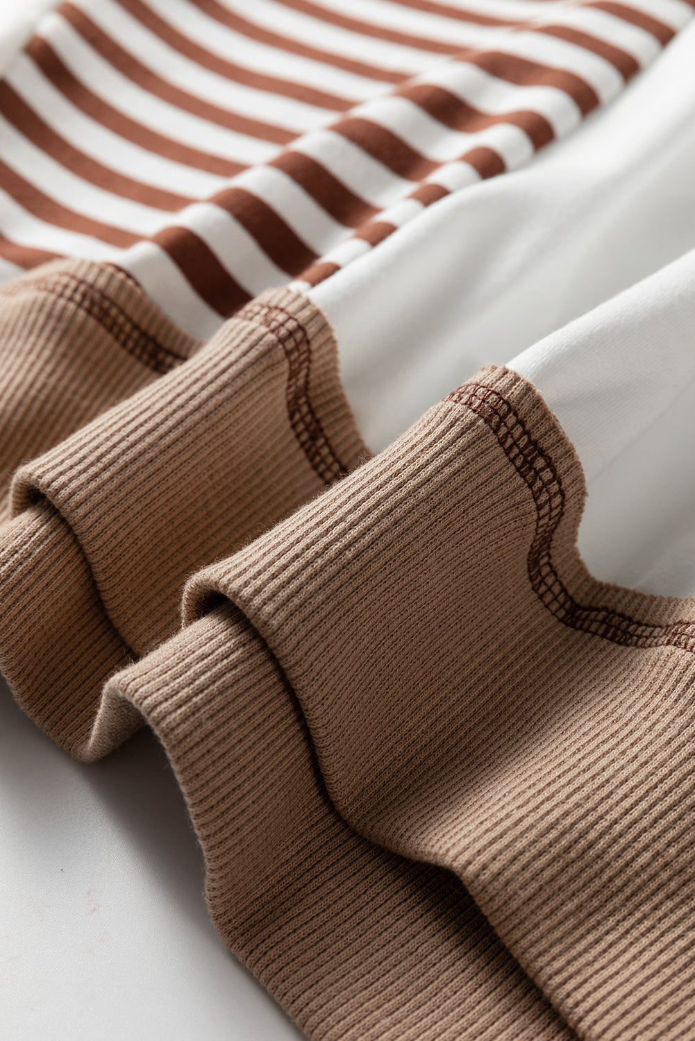 Brown Stripe Colorblock Patchwork Contrast Stitching Oversize Sweatshirt-Tops/Sweatshirts & Hoodies-[Adult]-[Female]-2022 Online Blue Zone Planet