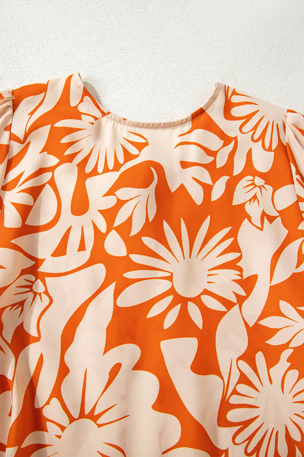 Orange Floral Print Knotted Open Back Long Sleeve Blouse-Tops/Blouses & Shirts-[Adult]-[Female]-2022 Online Blue Zone Planet