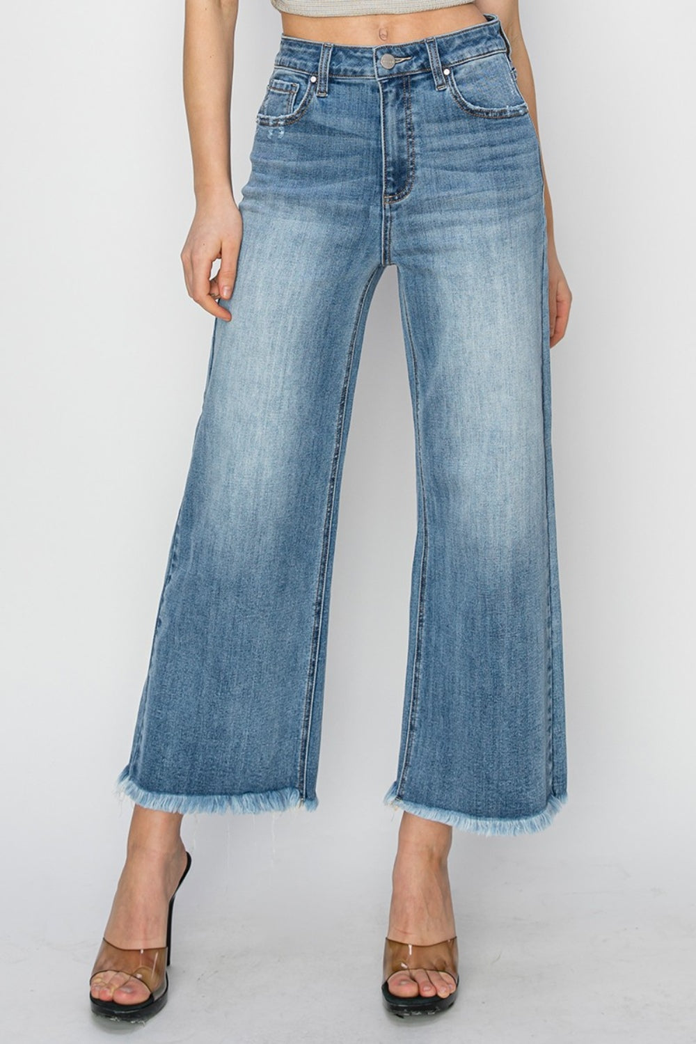 RISEN Raw Hem Cropped Wide Leg Jeans-TOPS / DRESSES-[Adult]-[Female]-Medium-0(24)-2022 Online Blue Zone Planet