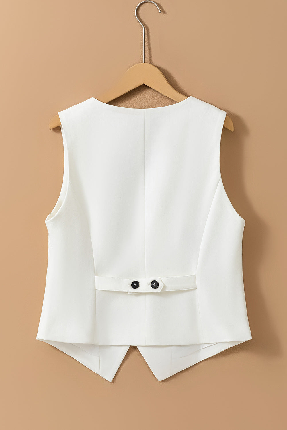 White Solid Color Button Up V Neck Suit Vest-Outerwear/Vests-[Adult]-[Female]-2022 Online Blue Zone Planet