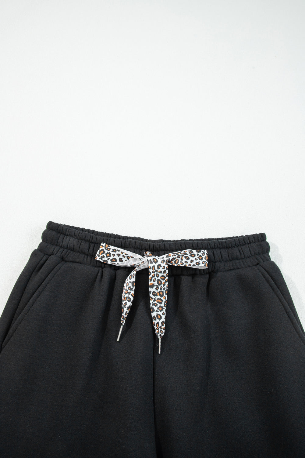 Coffee Fleece Lined Leopard Drawstring Elastic Waist Solid Pants-Bottoms/Pants & Culotte-[Adult]-[Female]-2022 Online Blue Zone Planet