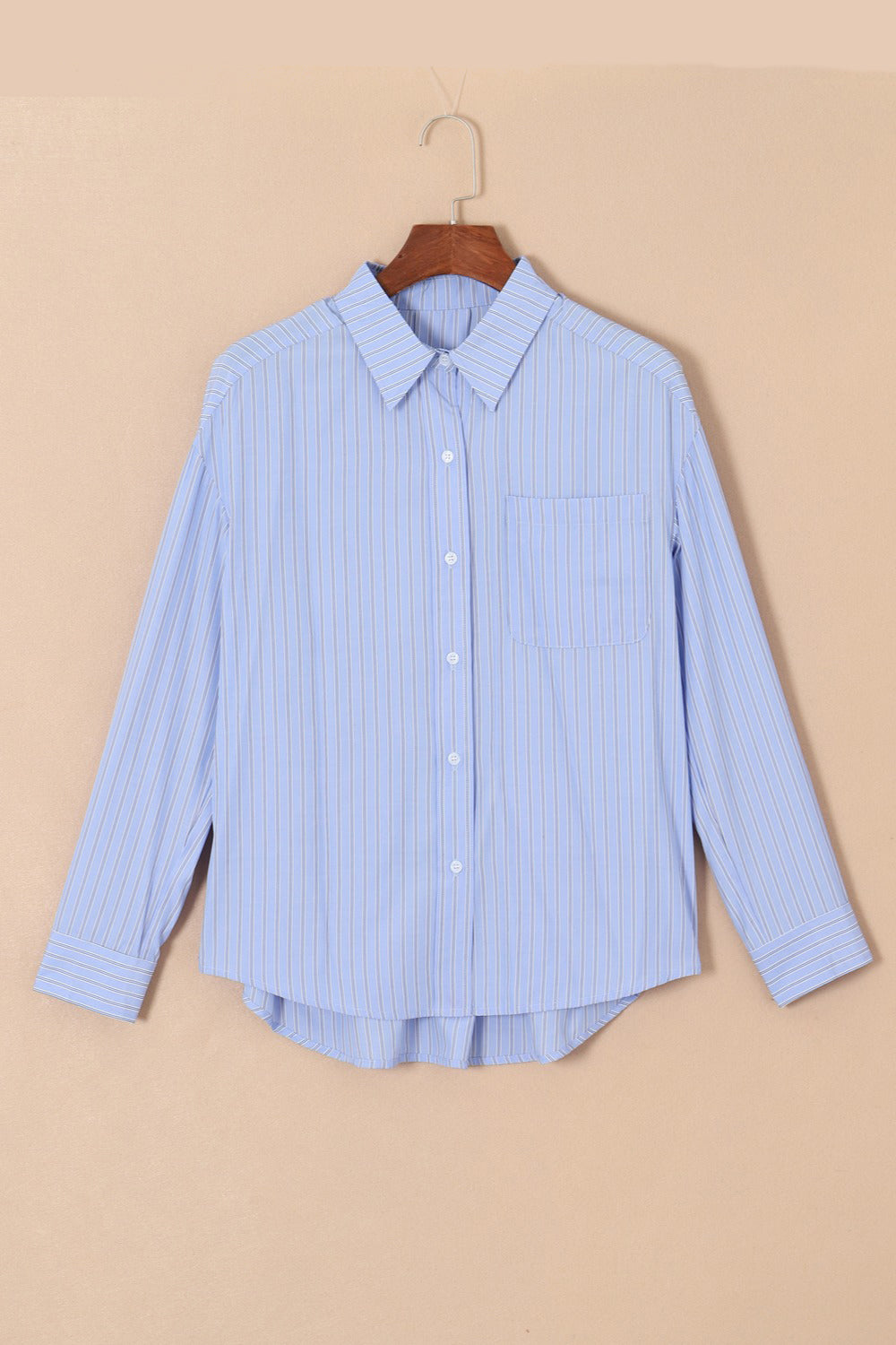 Striped Button Up Long Sleeve Shirt-TOPS / DRESSES-[Adult]-[Female]-2022 Online Blue Zone Planet