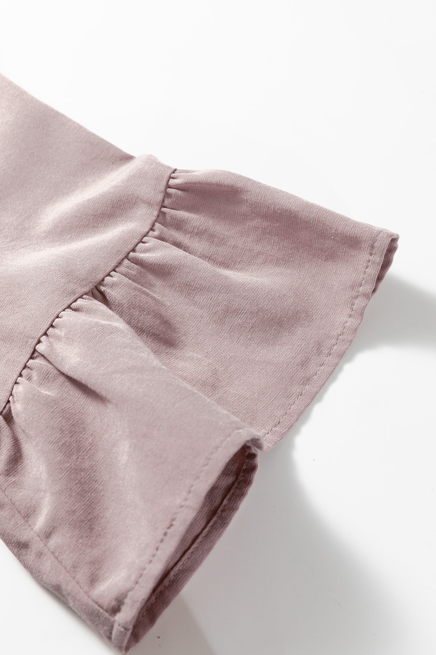 Sepia Rose Slit V Neck Ruffled Loose Blouse-Tops/Blouses & Shirts-[Adult]-[Female]-2022 Online Blue Zone Planet