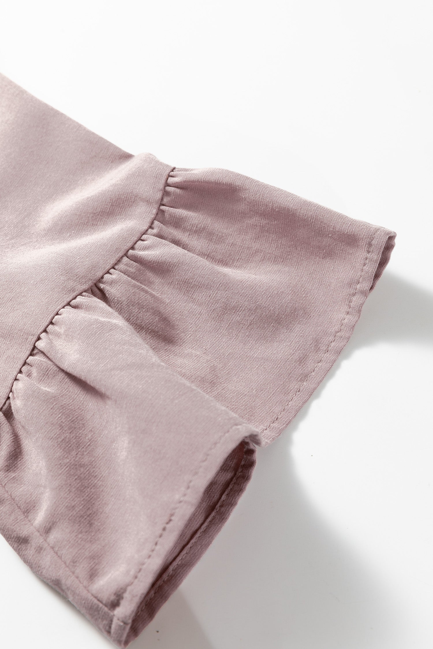 Sepia Rose Slit V Neck Ruffled Loose Blouse-Tops/Blouses & Shirts-[Adult]-[Female]-2022 Online Blue Zone Planet