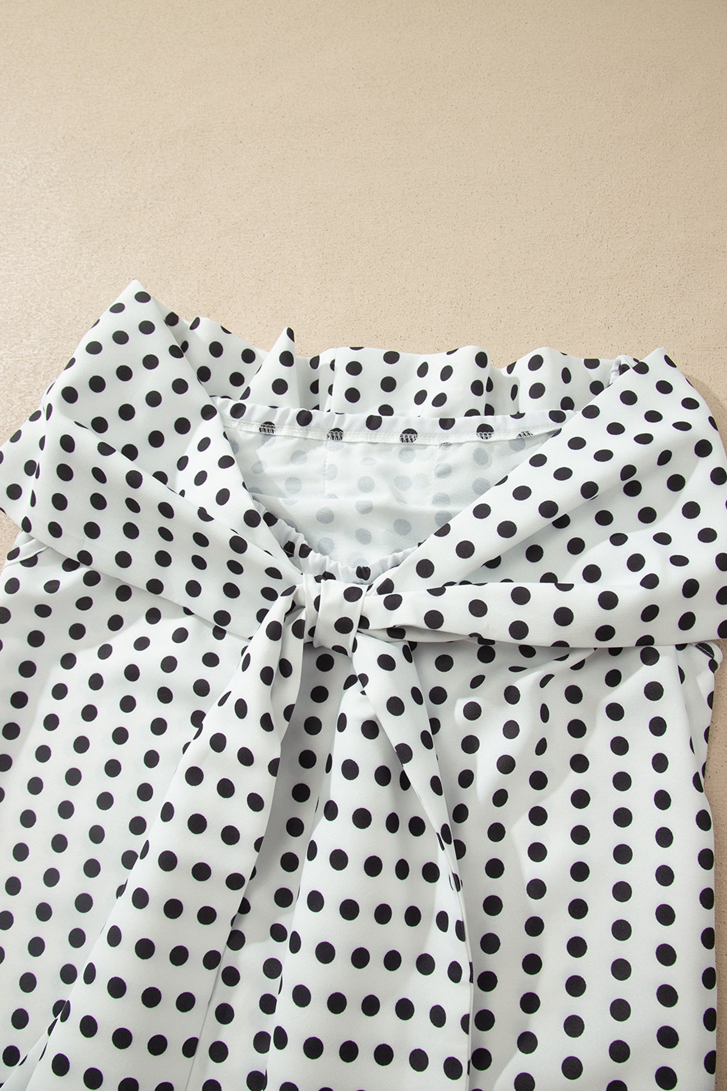 White Polka Dot Off Shoulder Bow Knot Short Sleeve Blouse-Tops/Blouses & Shirts-[Adult]-[Female]-2022 Online Blue Zone Planet