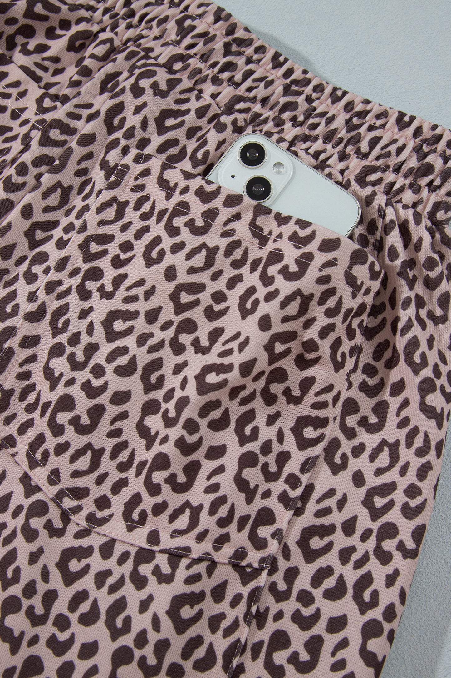 Khaki Leopard Print Elastic Waist Ankle Length Pants-Bottoms/Pants & Culotte-[Adult]-[Female]-2022 Online Blue Zone Planet