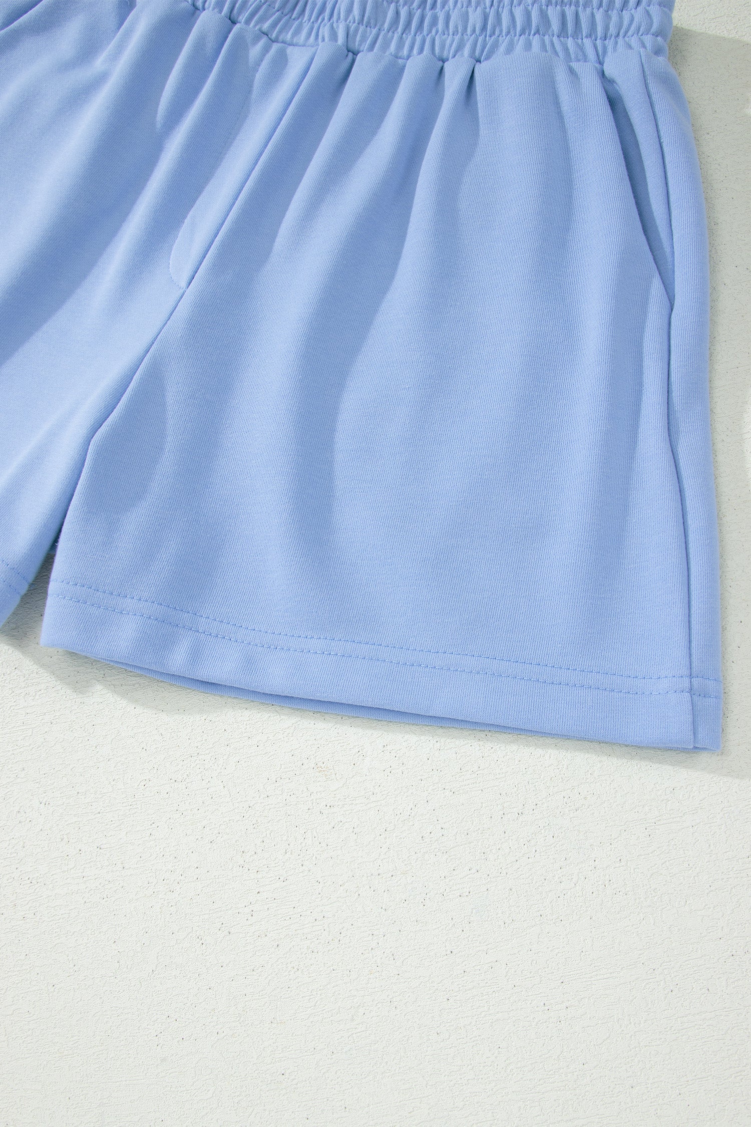 Sky Blue Half Zipped Ruffled Short Set-Two Piece Sets/Short Sets-[Adult]-[Female]-2022 Online Blue Zone Planet