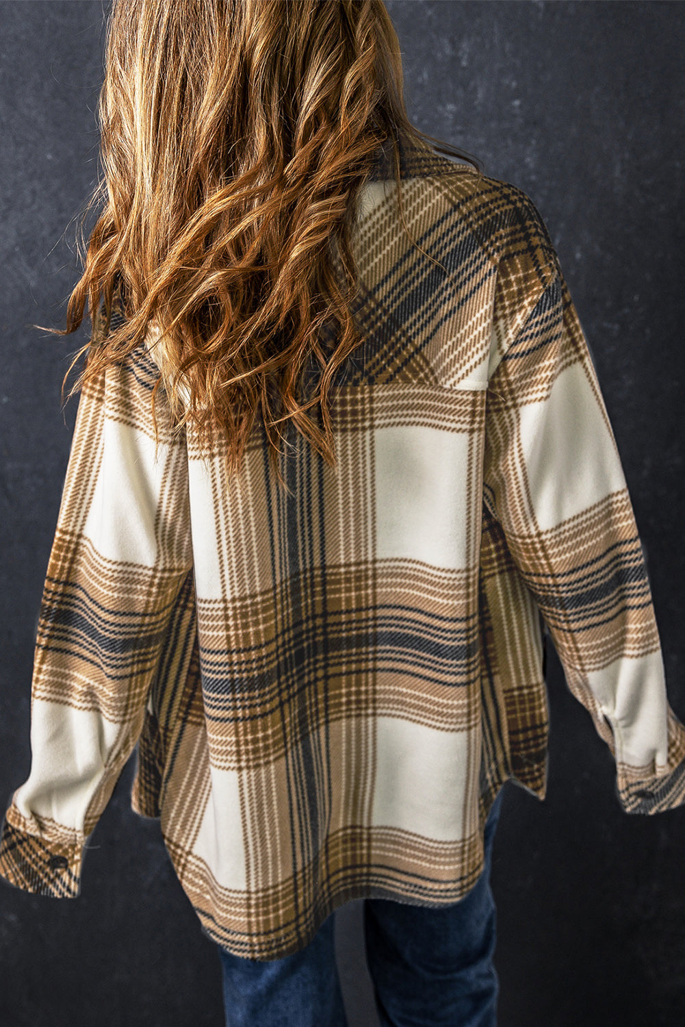 Plaid Button Up Long Sleeve Shacket-TOPS / DRESSES-[Adult]-[Female]-2022 Online Blue Zone Planet