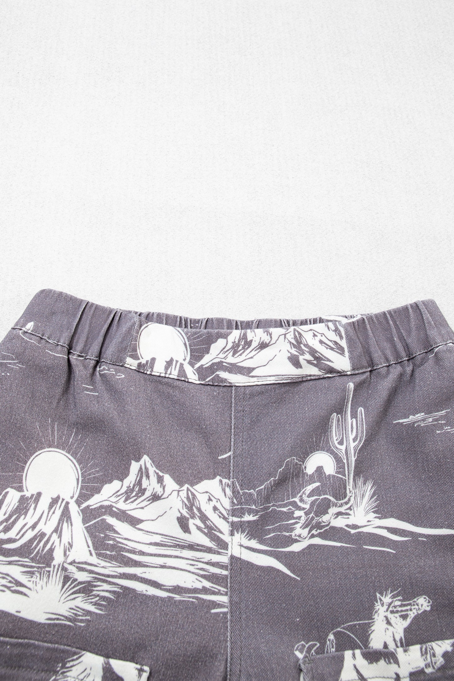 Gray Wild West Riding Vintage Printed Shift Jeans-Bottoms/Jeans-[Adult]-[Female]-2022 Online Blue Zone Planet