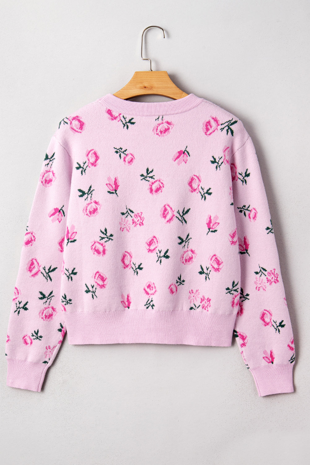 Delicacy Sweet Floral Print Drop Shoulder Cropped Sweater-TOPS / DRESSES-[Adult]-[Female]-2022 Online Blue Zone Planet