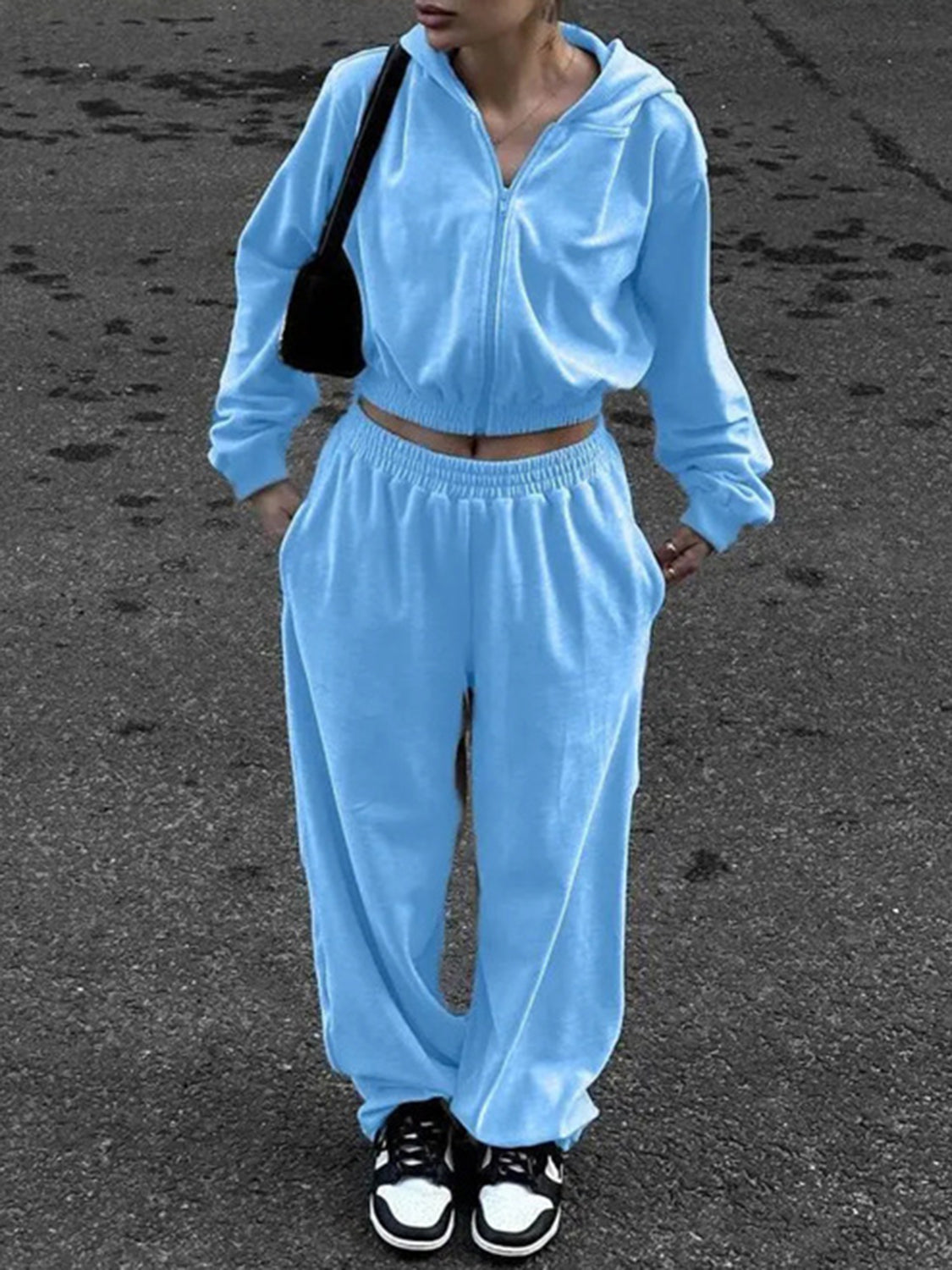 Zip Up Hoodie and Pocketed Pants Set-TOPS / DRESSES-[Adult]-[Female]-2022 Online Blue Zone Planet