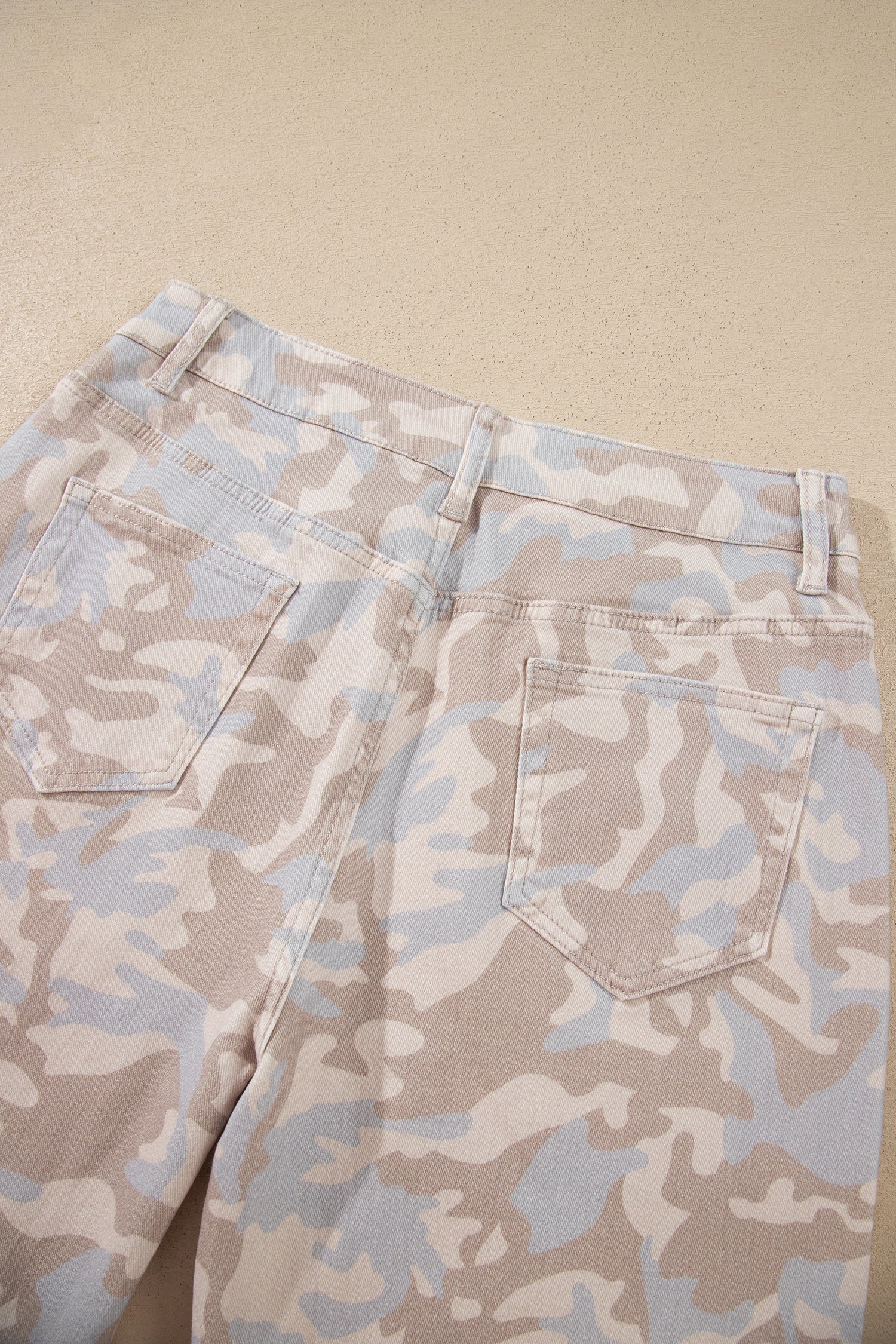 Khaki Camouflage Pattern Pocket Rivet Detail Ankle-Length Harem Fit Jeans-Bottoms/Jeans-[Adult]-[Female]-2022 Online Blue Zone Planet
