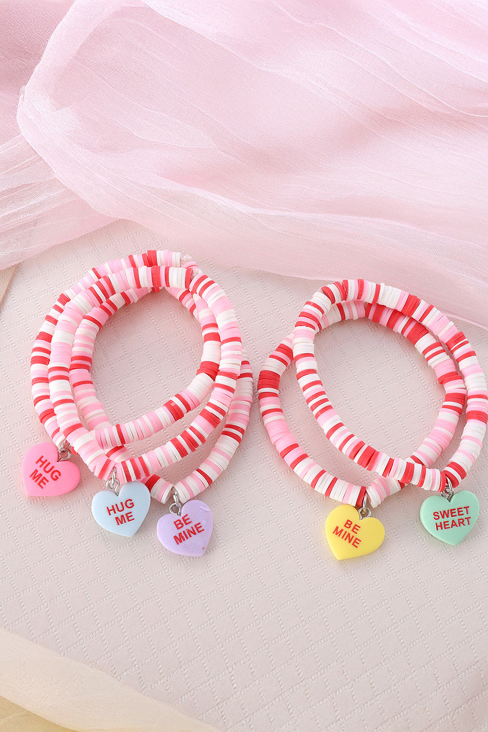 Pink Heart Pendant Valentines Day Bracelet-Bracelets-[Adult]-[Female]-Pink-ONE SIZE-2022 Online Blue Zone Planet