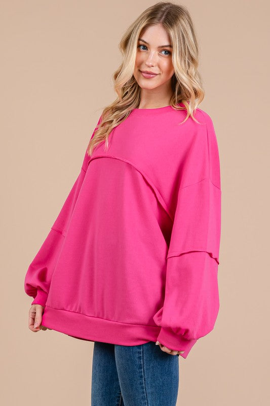 Ces Femme Exposed Seam Long Sleeve Sweatshirt-TOPS / DRESSES-[Adult]-[Female]-2022 Online Blue Zone Planet