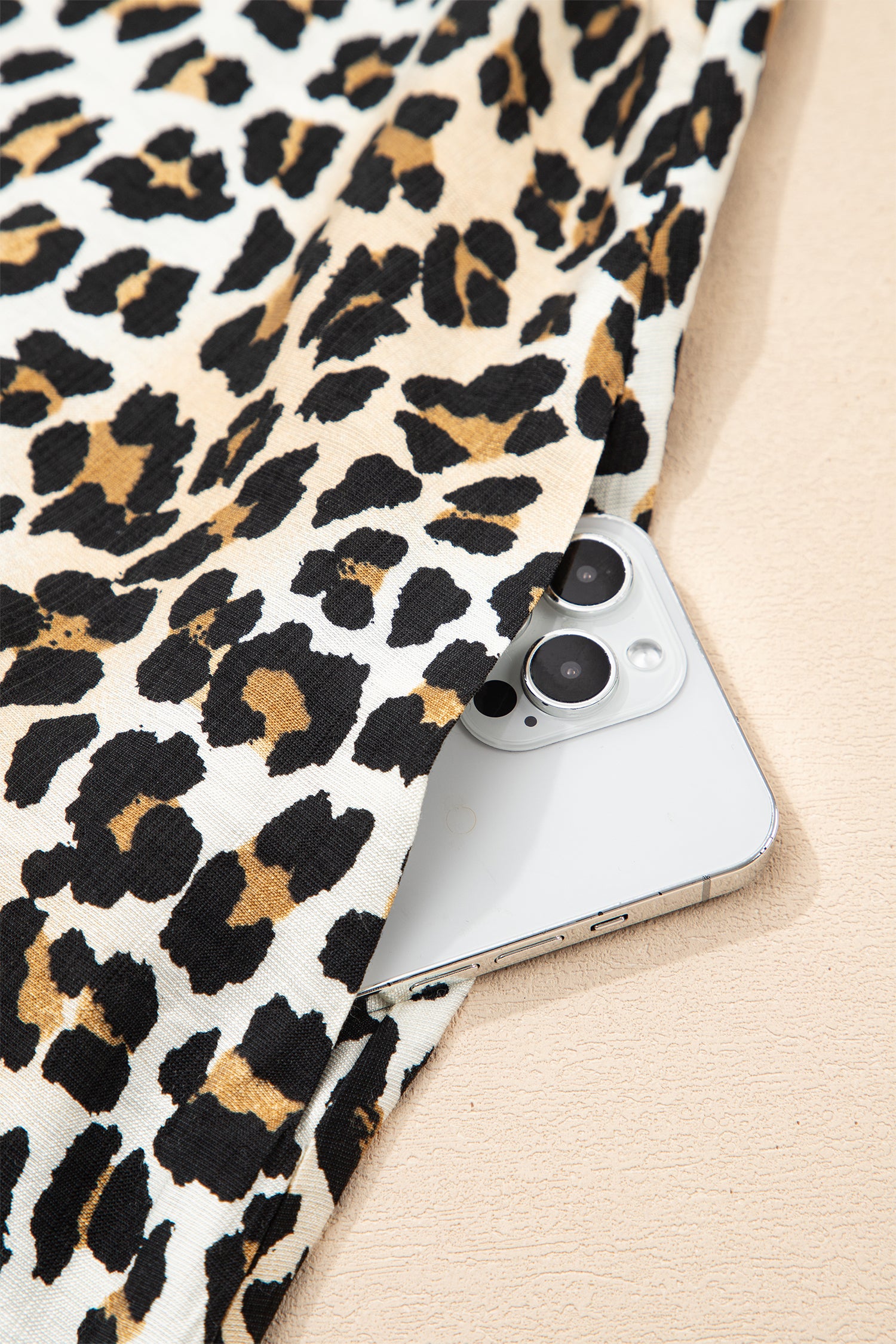 Multicolour Half Buttons Short Sleeve Loose Leopard Mini Dress with Pockets-TOPS / DRESSES-[Adult]-[Female]-2022 Online Blue Zone Planet