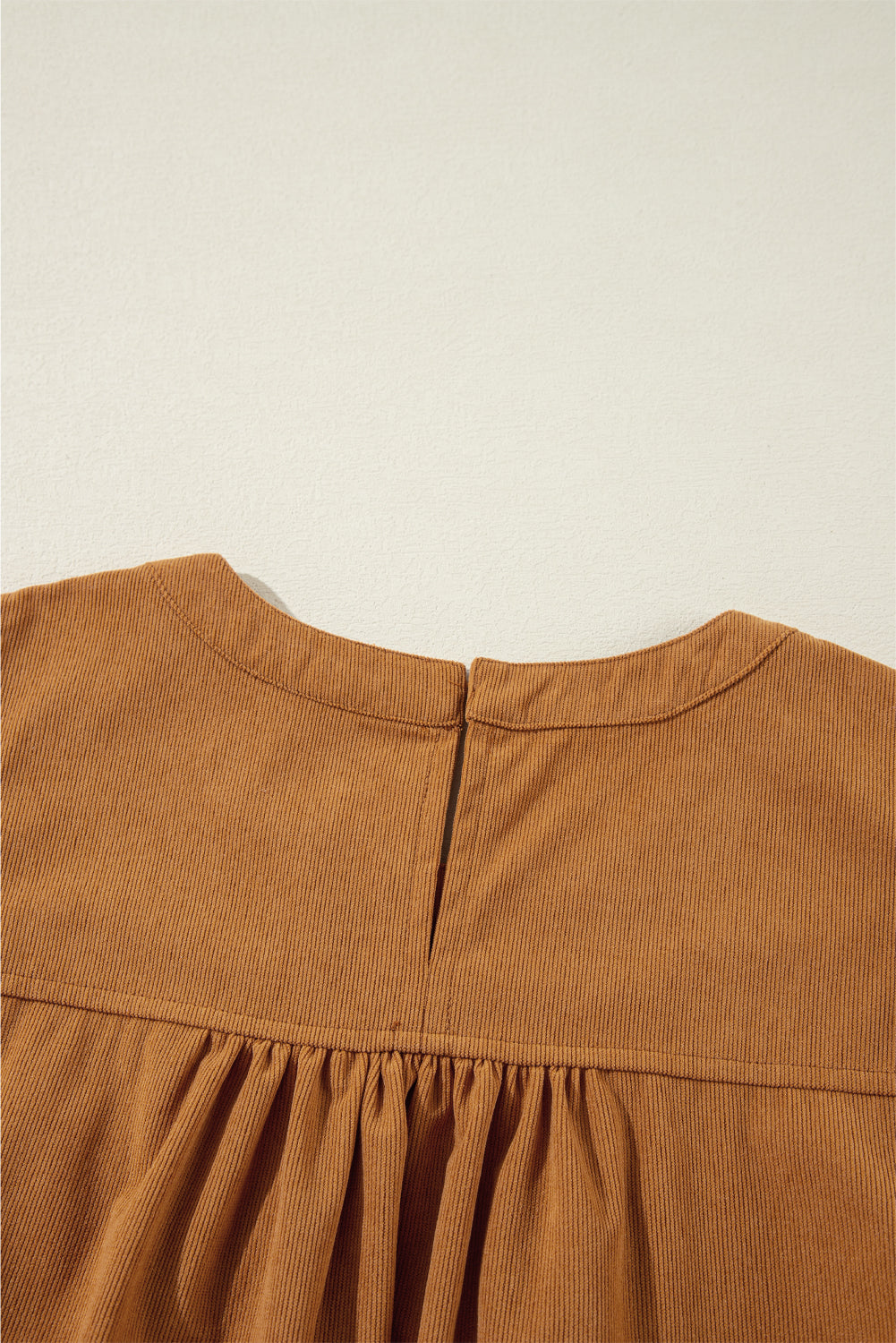 Desert Gold Corduroy Pleated Puff Sleeve Shift Short Dress-Dresses/Mini Dresses-[Adult]-[Female]-2022 Online Blue Zone Planet