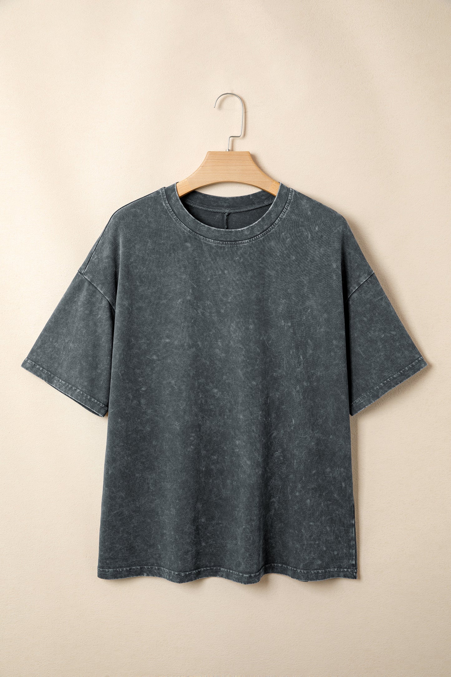 Mint Green Solid Color Cotton Mineral Washed Oversize Tee-Tops/Tops & Tees-[Adult]-[Female]-2022 Online Blue Zone Planet