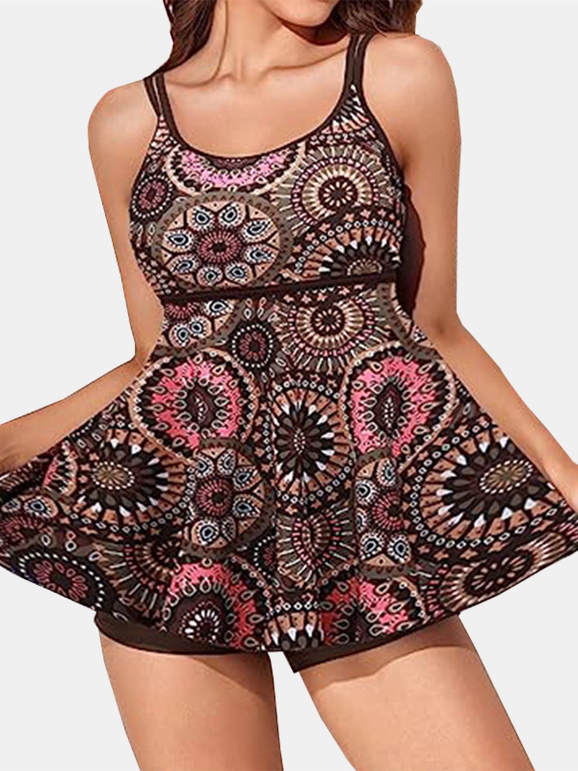 Blue Zone Planet | Printed Scoop Neck Two-Piece Swim Set-TOPS / DRESSES-[Adult]-[Female]-2022 Online Blue Zone Planet