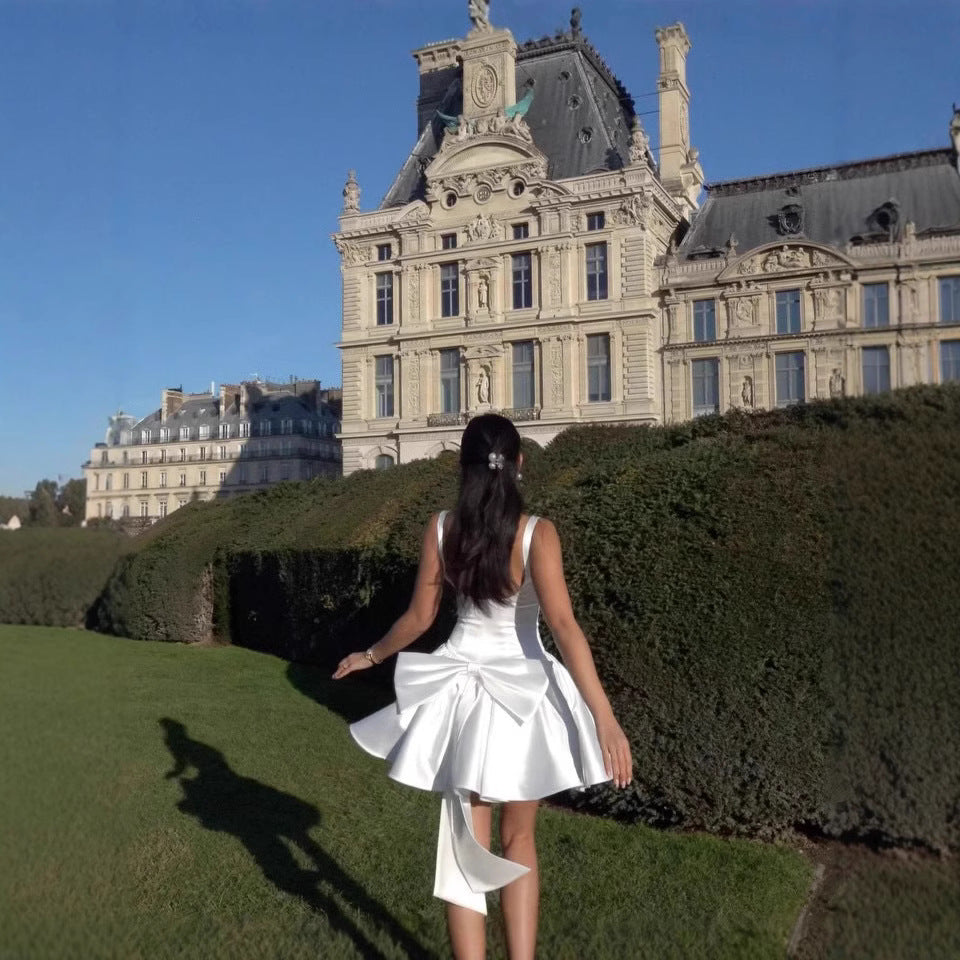 Tina's White Backless Bow Sleeveless Mini Dress-TOPS / DRESSES-[Adult]-[Female]-2022 Online Blue Zone Planet