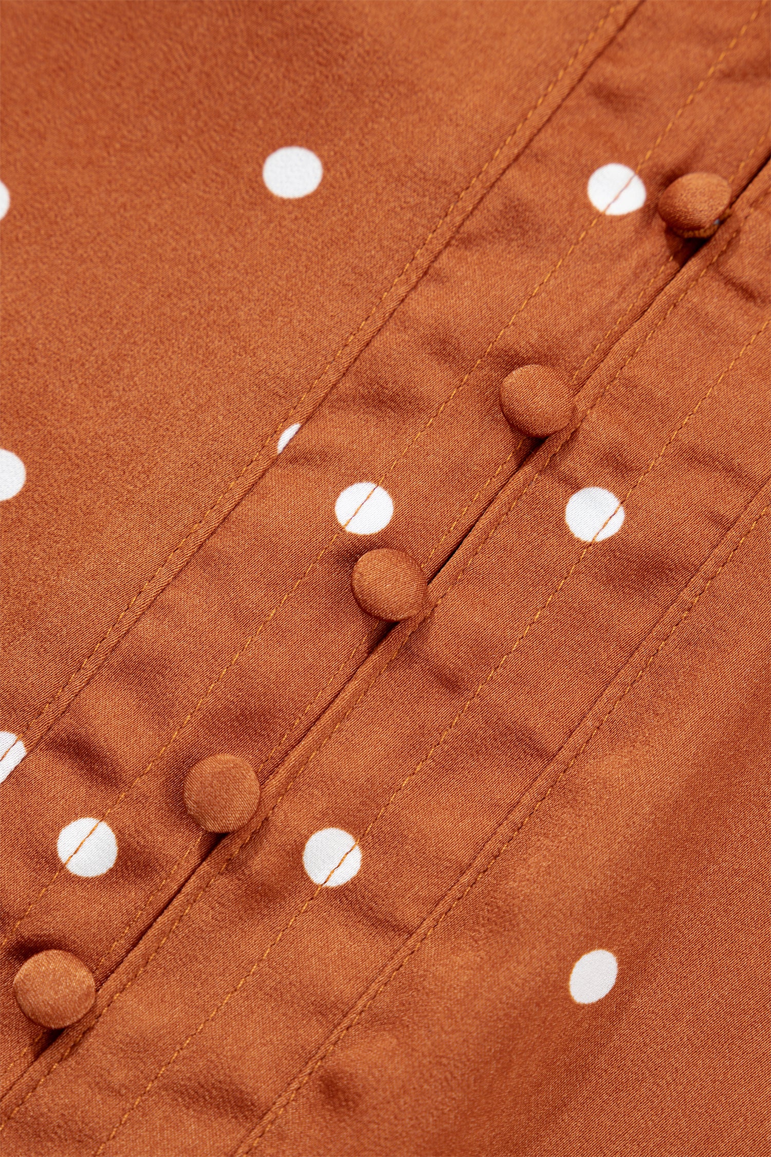 Brown Polka Dot Half Button V Neck Long Sleeve Blouse-Tops/Blouses & Shirts-[Adult]-[Female]-2022 Online Blue Zone Planet