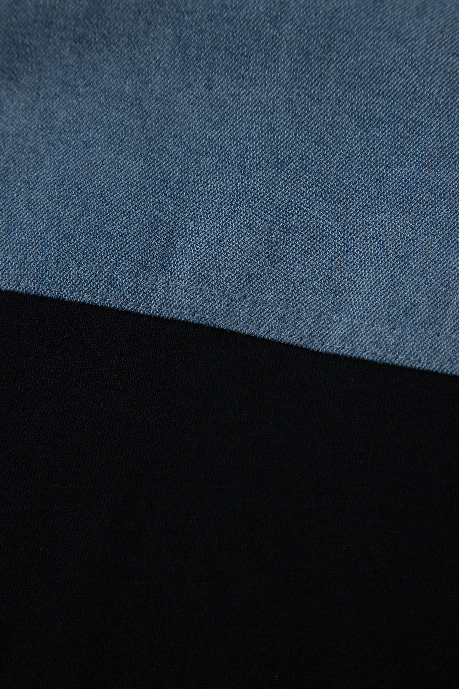 Black Color Block Denim Patchwork Button Polo Collar Short Sleeve Top-Tops/Blouses & Shirts-[Adult]-[Female]-2022 Online Blue Zone Planet