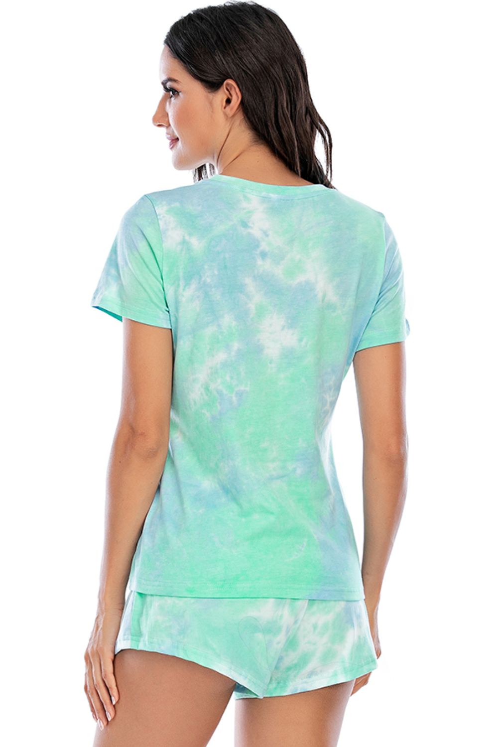 Tie-Dye Round Neck Short Sleeve Top and Shorts Lounge Set-TOPS / DRESSES-[Adult]-[Female]-2022 Online Blue Zone Planet