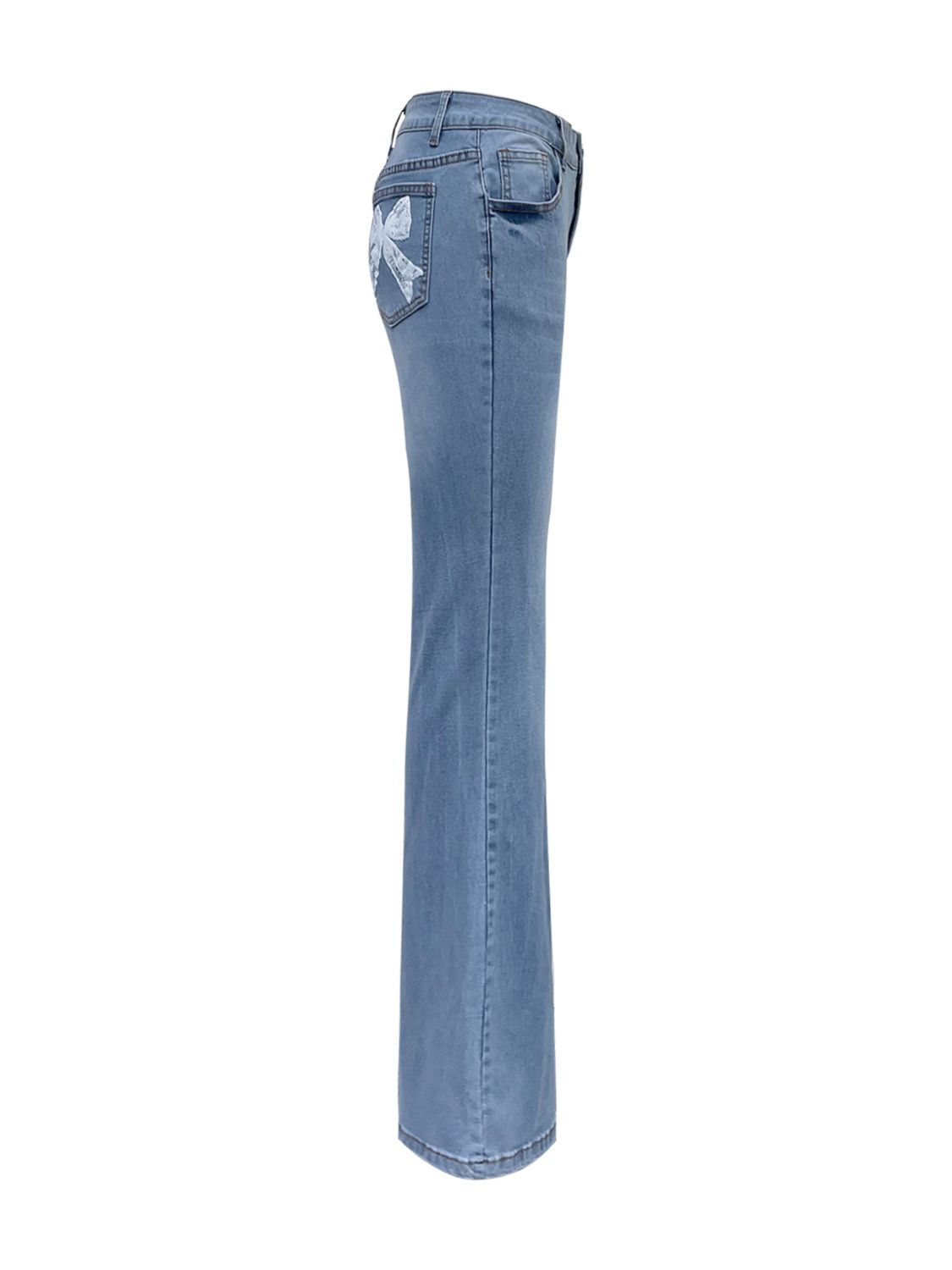 Bow Back Flare Jeans-BOTTOMS SIZES SMALL MEDIUM LARGE-[Adult]-[Female]-2022 Online Blue Zone Planet