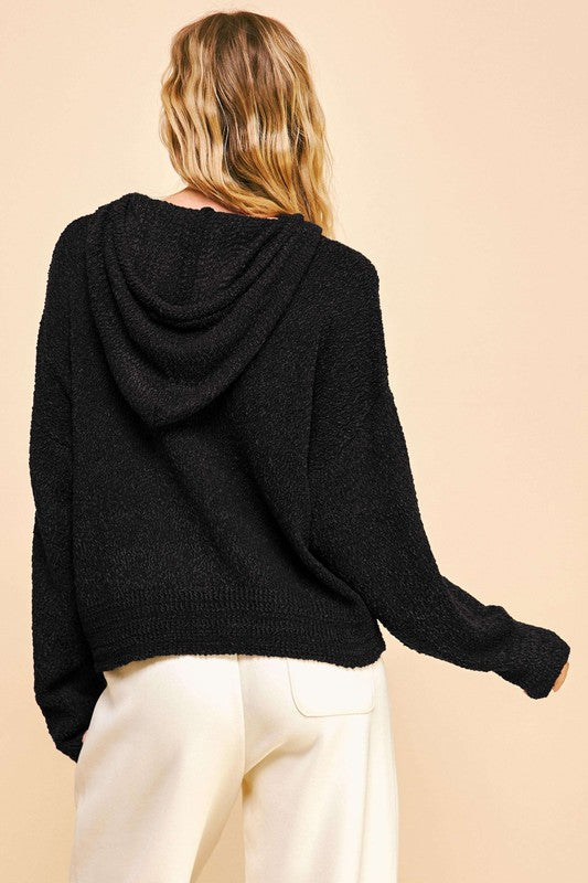 Davi & Dani Drop Shoulder Long Sleeve Hooded Sweater-TOPS / DRESSES-[Adult]-[Female]-2022 Online Blue Zone Planet