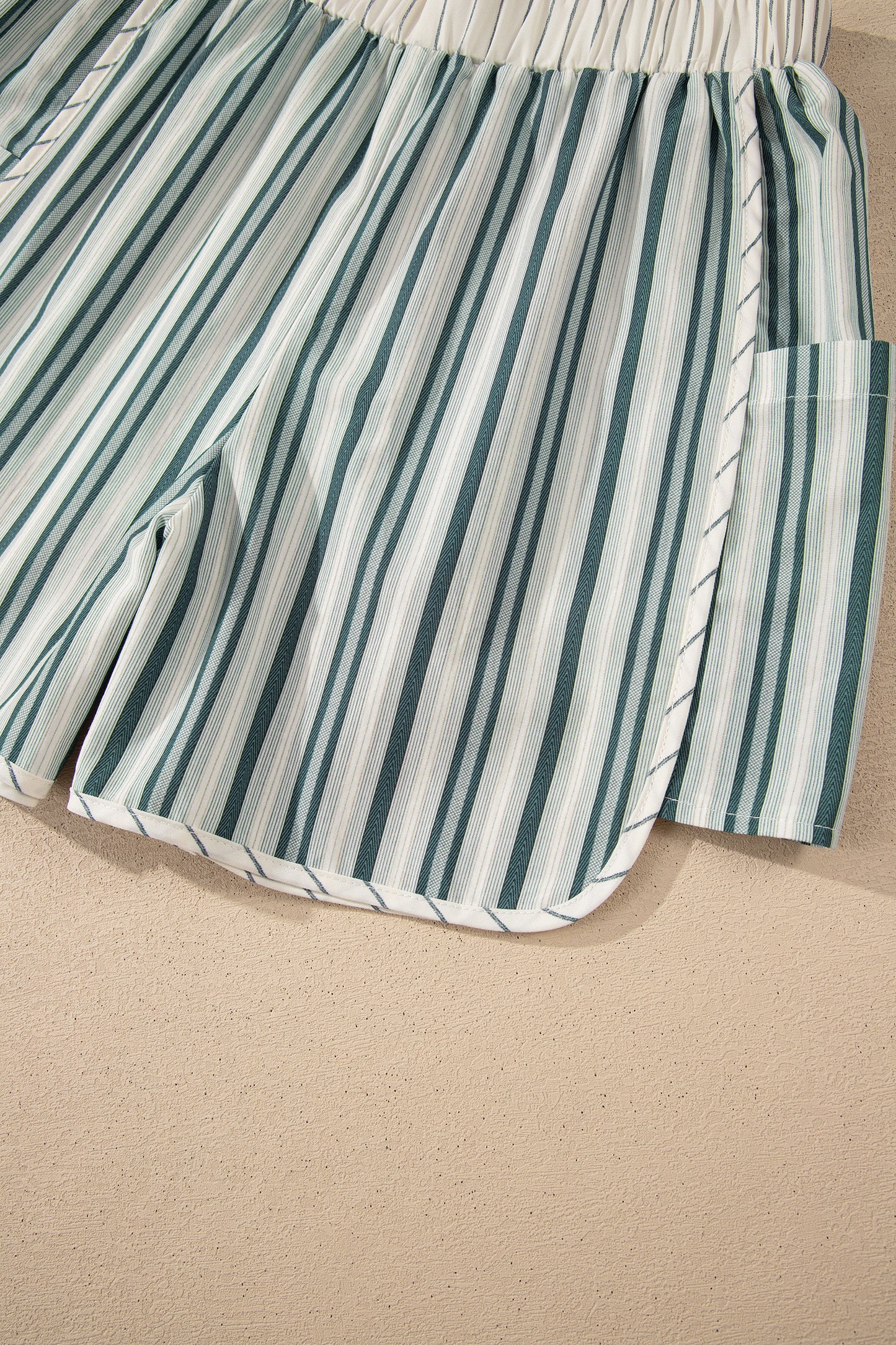 Gray Stripe Elastic Waist Cargo Pocket Casual Shorts-Bottoms/Casual Shorts-[Adult]-[Female]-2022 Online Blue Zone Planet
