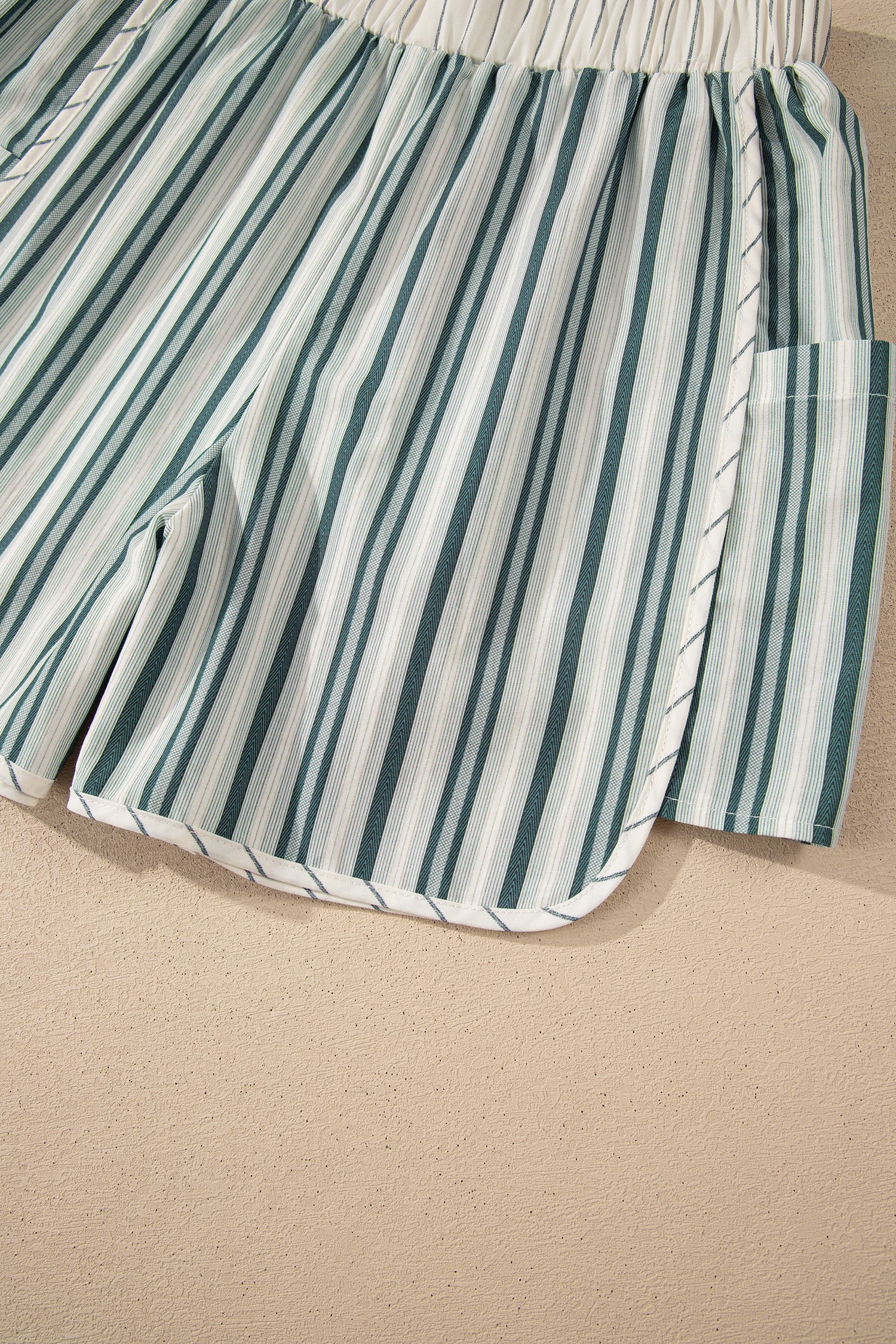Gray Stripe Elastic Waist Cargo Pocket Casual Shorts-Bottoms/Casual Shorts-[Adult]-[Female]-2022 Online Blue Zone Planet