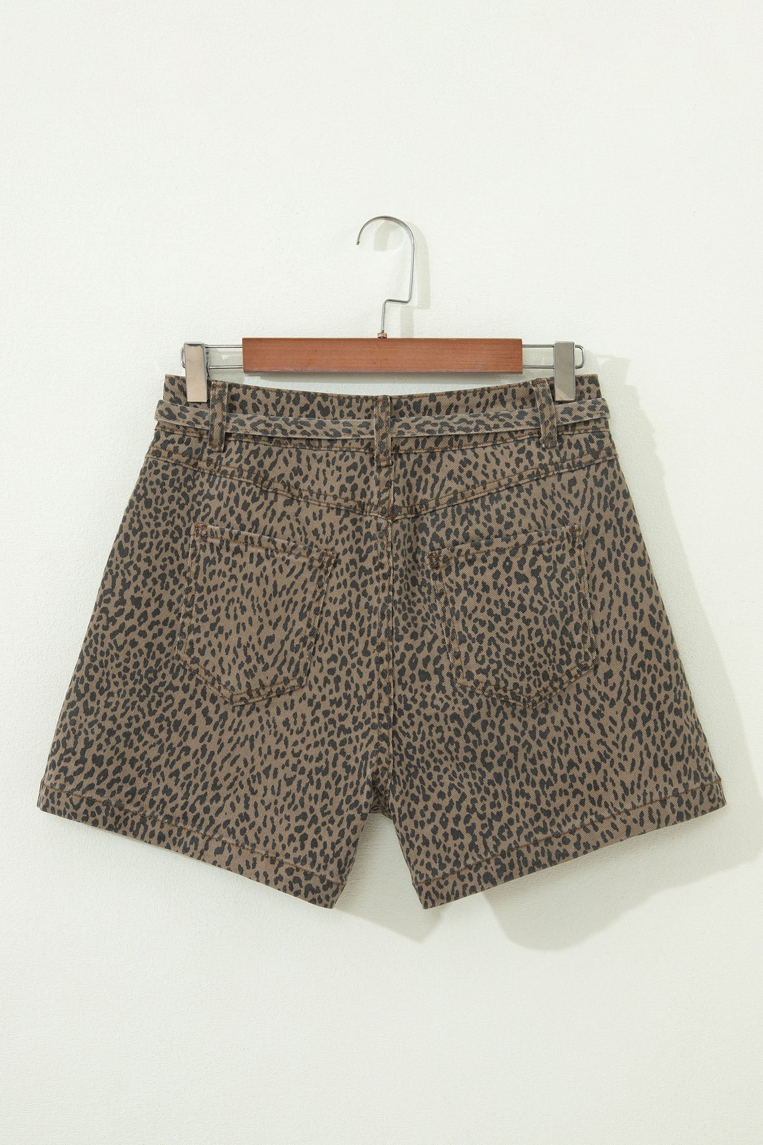 Black Leopard Print Loose Denim Shorts-Bottoms/Denim Shorts-[Adult]-[Female]-2022 Online Blue Zone Planet