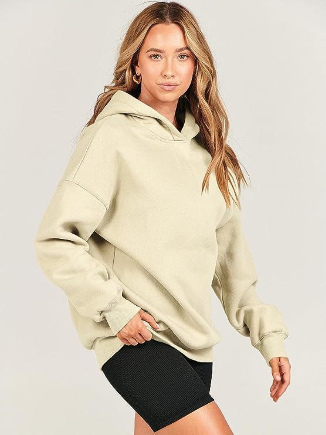 Dropped Shoulder Long Sleeve Hoodie-TOPS / DRESSES-[Adult]-[Female]-2022 Online Blue Zone Planet