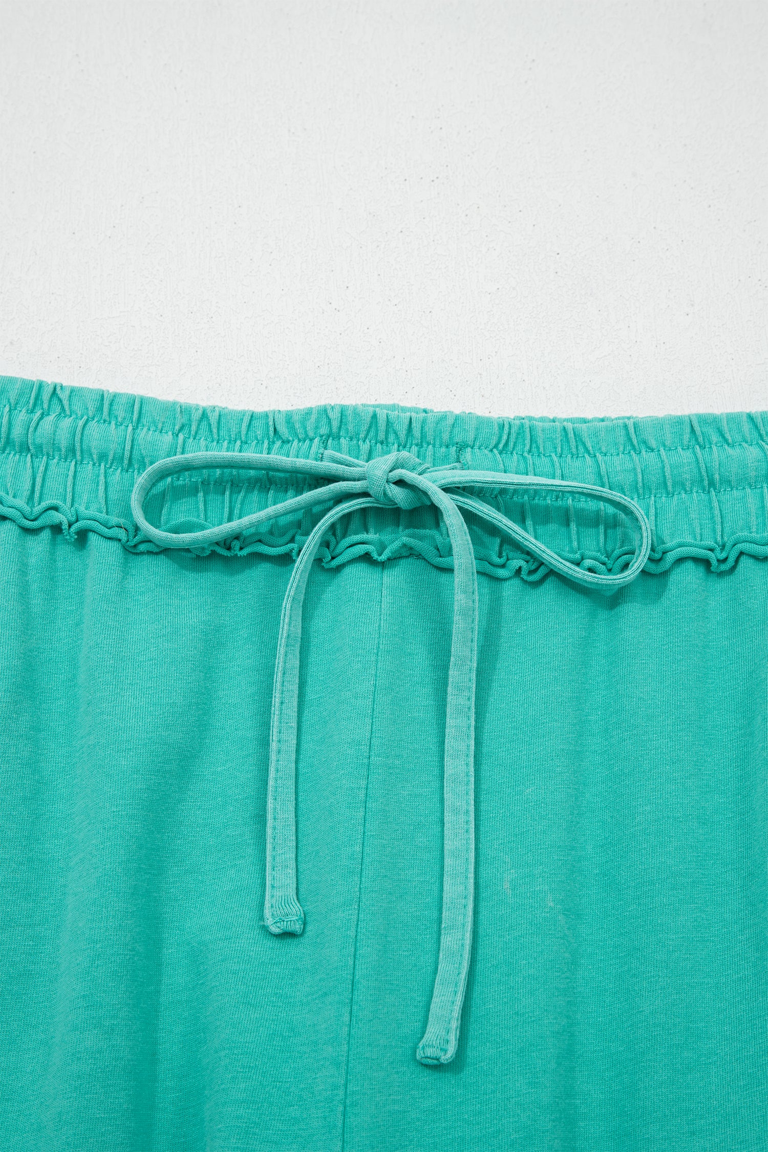 Sea Green Mineral Wash Drawstring Elastic Waist Raw Hem Loose Pants-Bottoms/Pants & Culotte-[Adult]-[Female]-2022 Online Blue Zone Planet