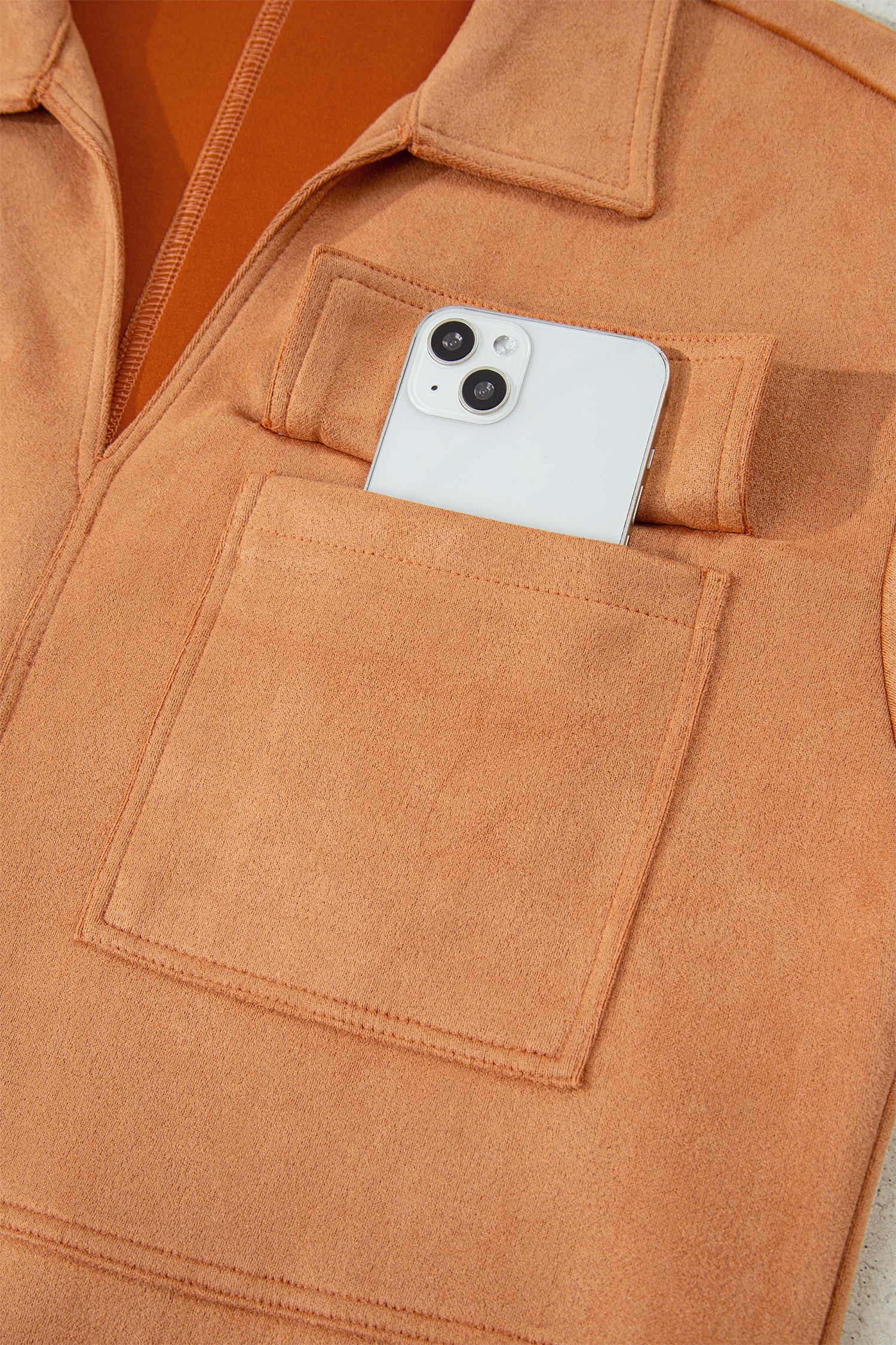 Thai Curry Collared V Neck Faux Suede Short Sleeve Shift Mini Dress-TOPS / DRESSES-[Adult]-[Female]-2022 Online Blue Zone Planet