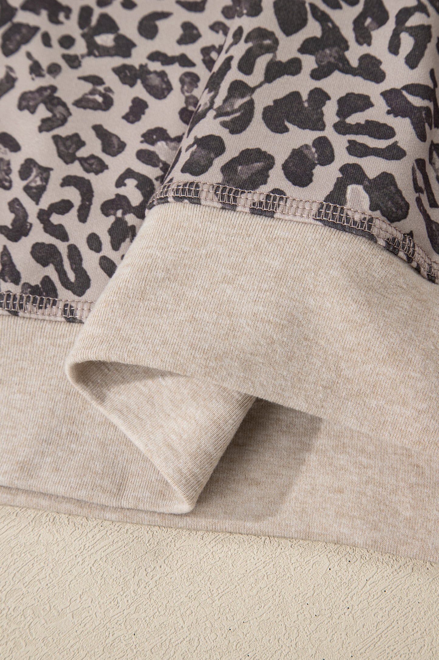 Pink Leopard Print Patchwork Crew Neck Sweatshirt-Tops/Sweatshirts & Hoodies-[Adult]-[Female]-2022 Online Blue Zone Planet