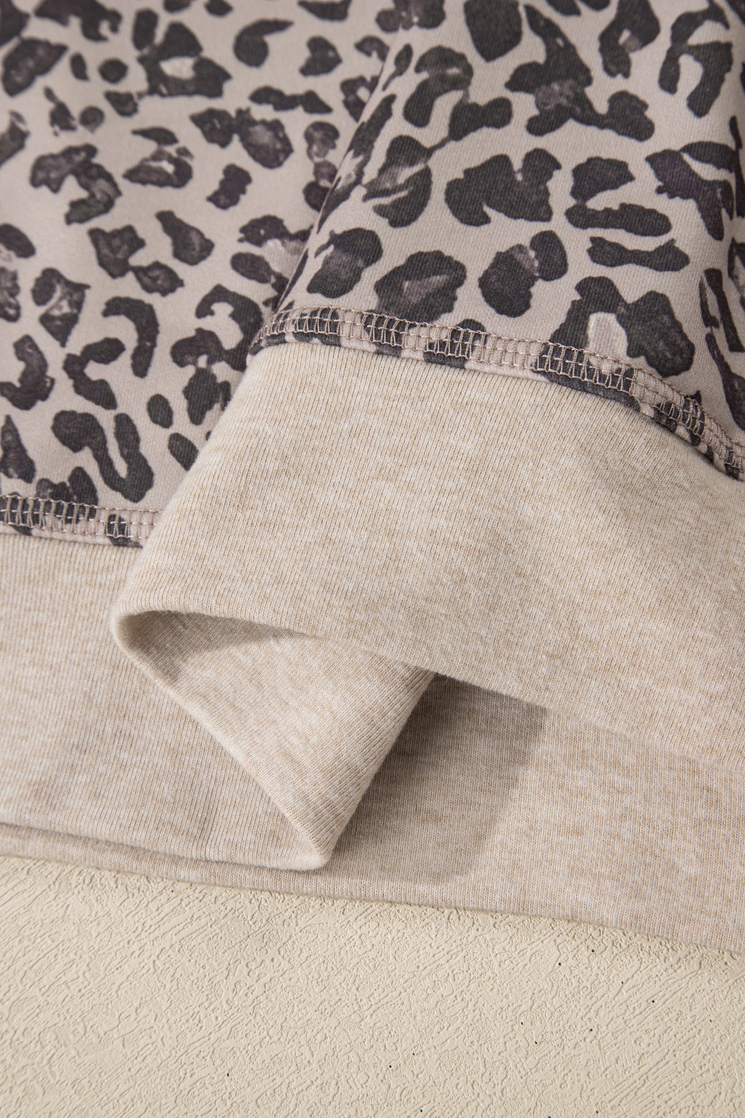 Pink Leopard Print Patchwork Crew Neck Sweatshirt-Tops/Sweatshirts & Hoodies-[Adult]-[Female]-2022 Online Blue Zone Planet