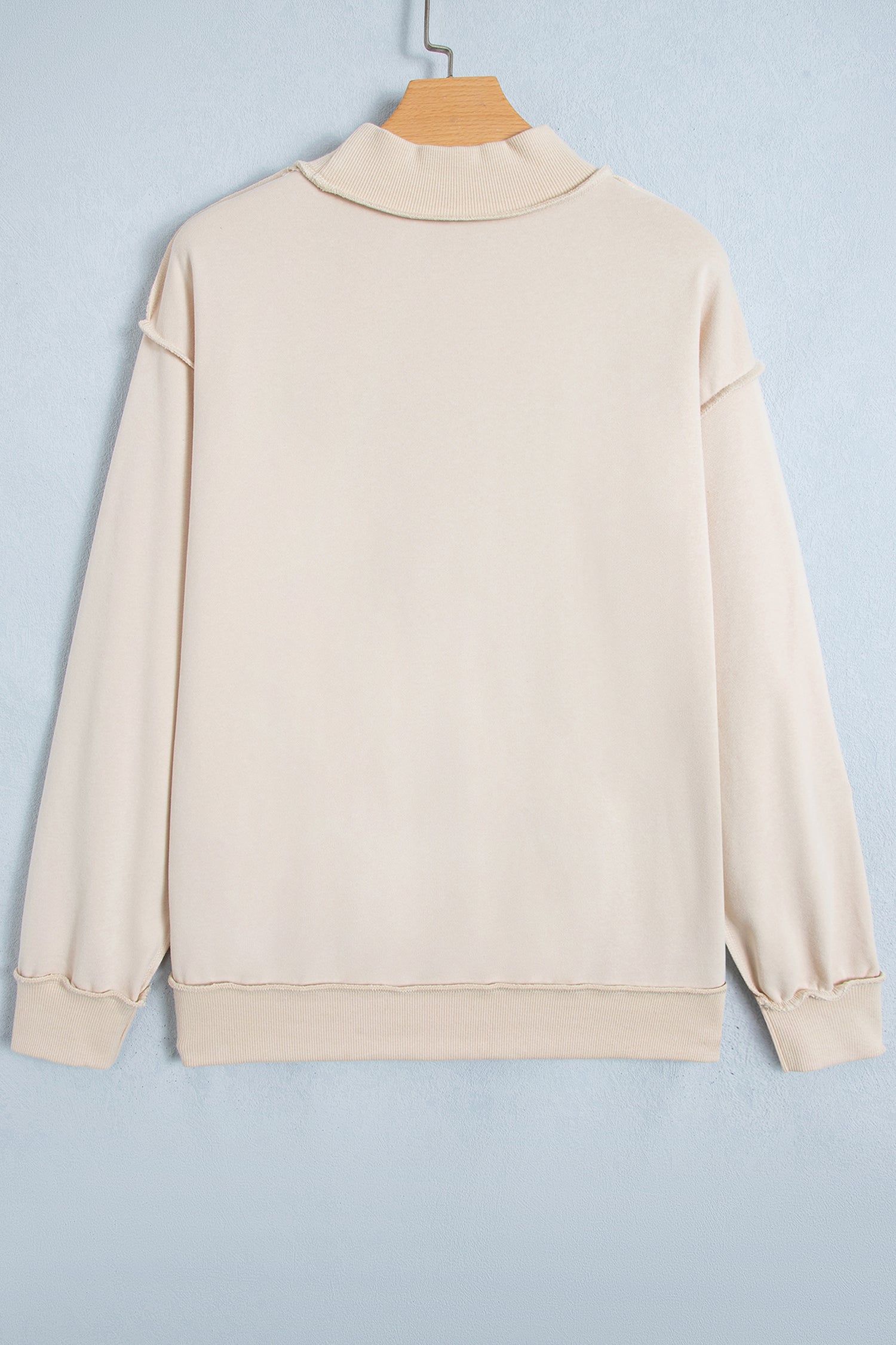 Beige CHRIST IS KING Embroidery High Neck Baggy Sweatshirt-Tops / Dresses-[Adult]-[Female]-2022 Online Blue Zone Planet