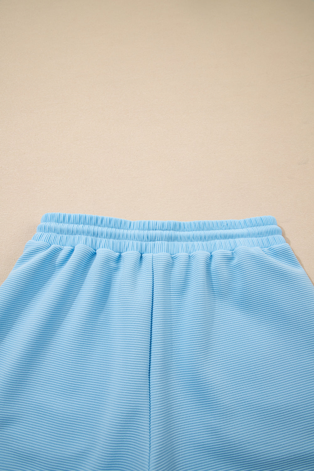 Beau Blue Striped Detail Flutter Sleeve Zipped Collar Short Set-Two Piece Sets/Short Sets-[Adult]-[Female]-2022 Online Blue Zone Planet