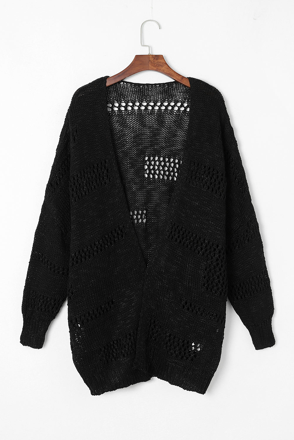 Openwork Open Front Long Sleeve Cardigan-TOPS / DRESSES-[Adult]-[Female]-2022 Online Blue Zone Planet