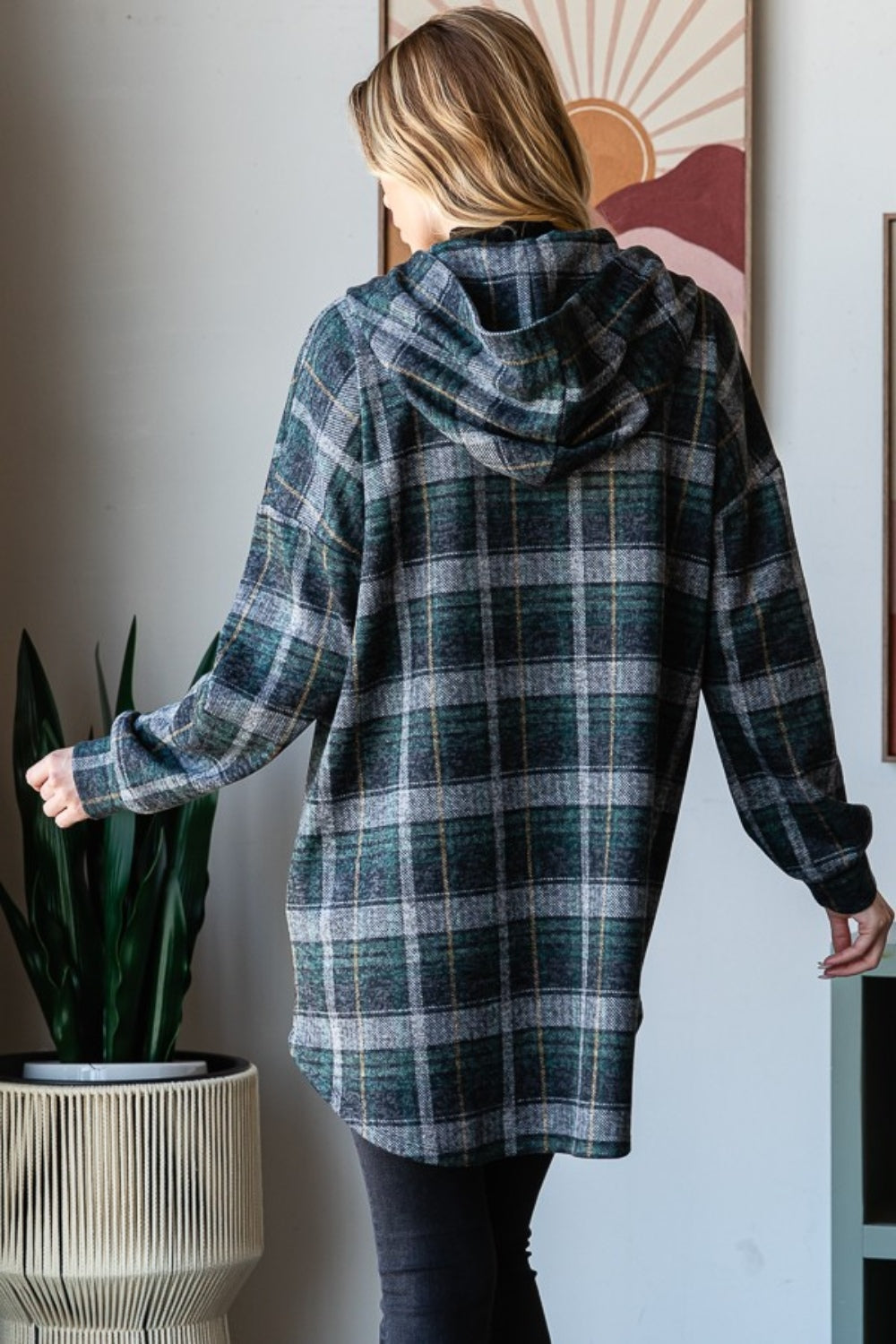 Blue Zone Planet | Heimish Plaid Button Down Long Sleeve Hooded Cardigan-TOPS / DRESSES-[Adult]-[Female]-2022 Online Blue Zone Planet