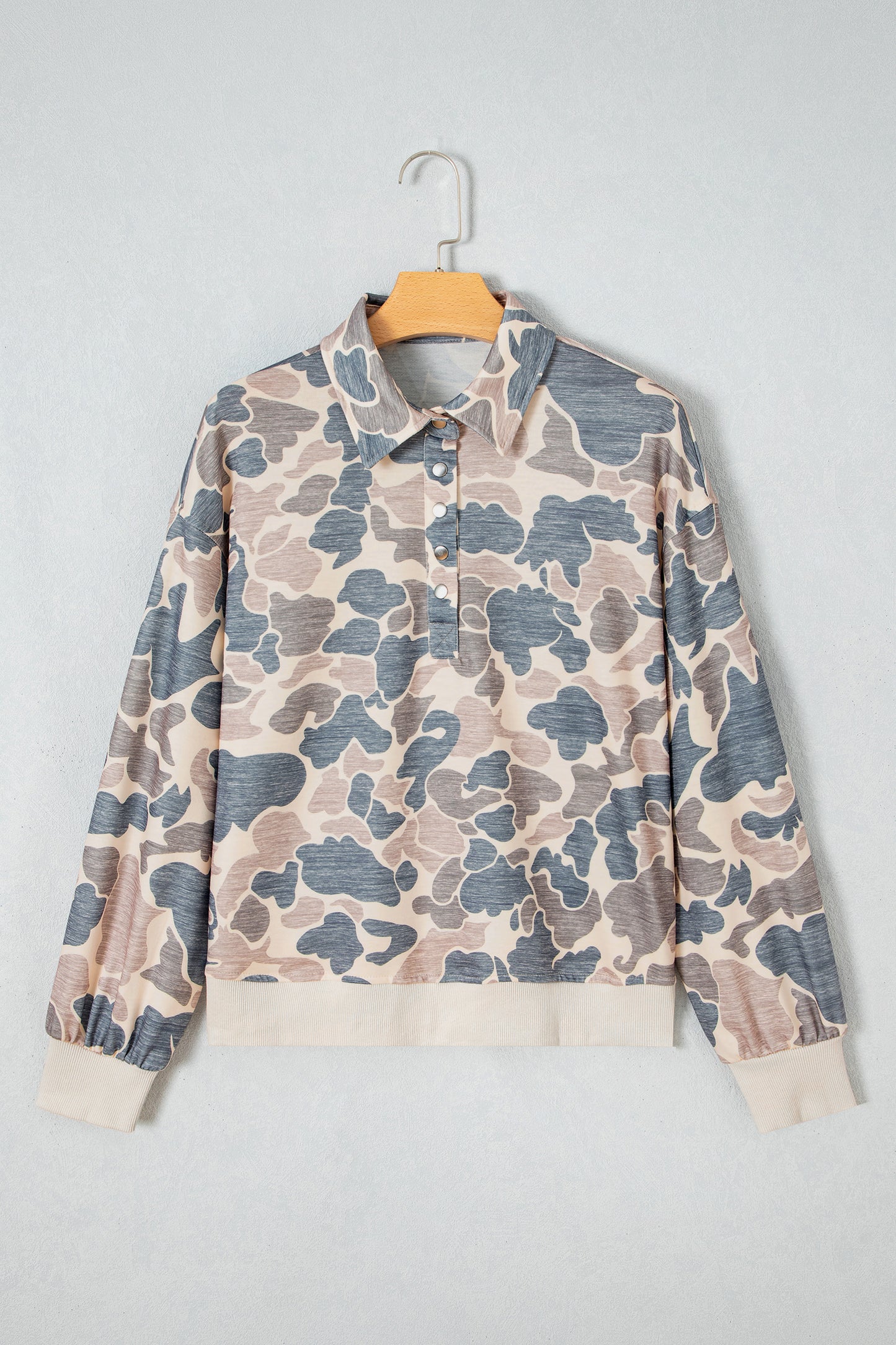 Multicolour Casual Camouflage Collar Pullover Sweatshirt