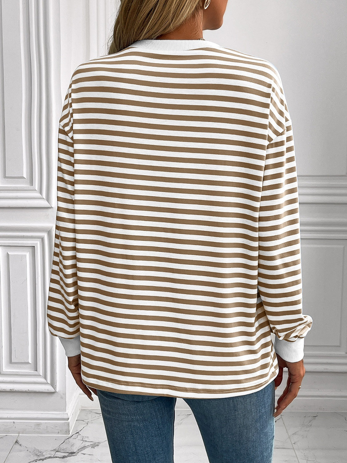 Ivy Lane Striped Round Neck Long Sleeve Sweatshirt-TOPS / DRESSES-[Adult]-[Female]-2022 Online Blue Zone Planet